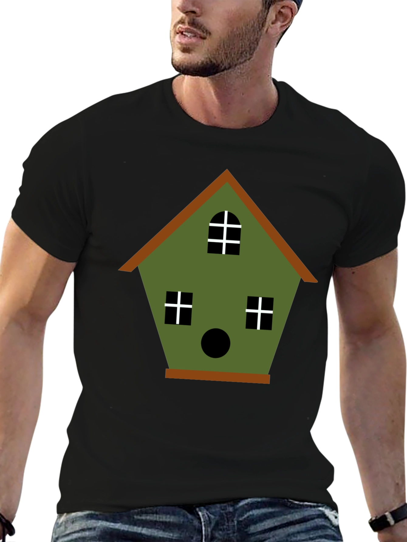 Birdhouse Graphic Tee - Olive Green Cotton Blend