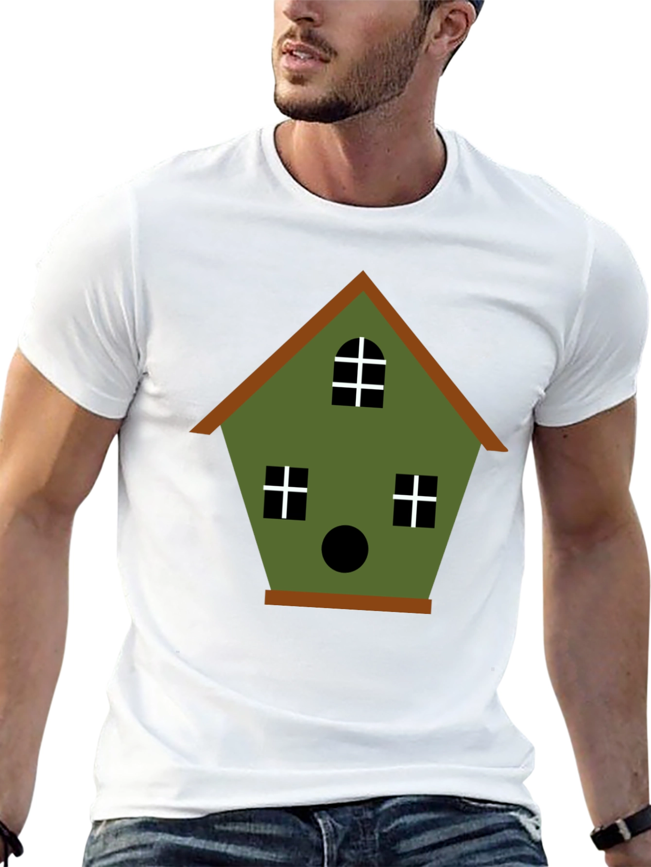 Birdhouse Graphic Tee - Olive Green Cotton Blend