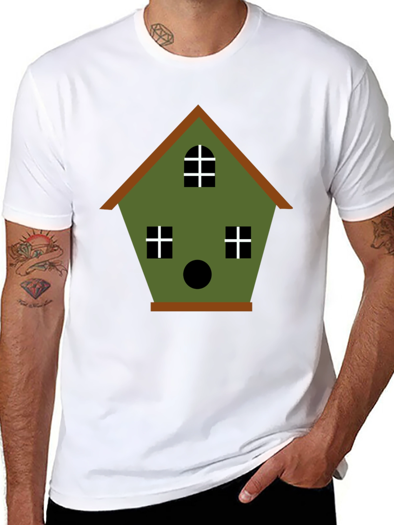 Birdhouse Graphic Tee - Olive Green Cotton Blend