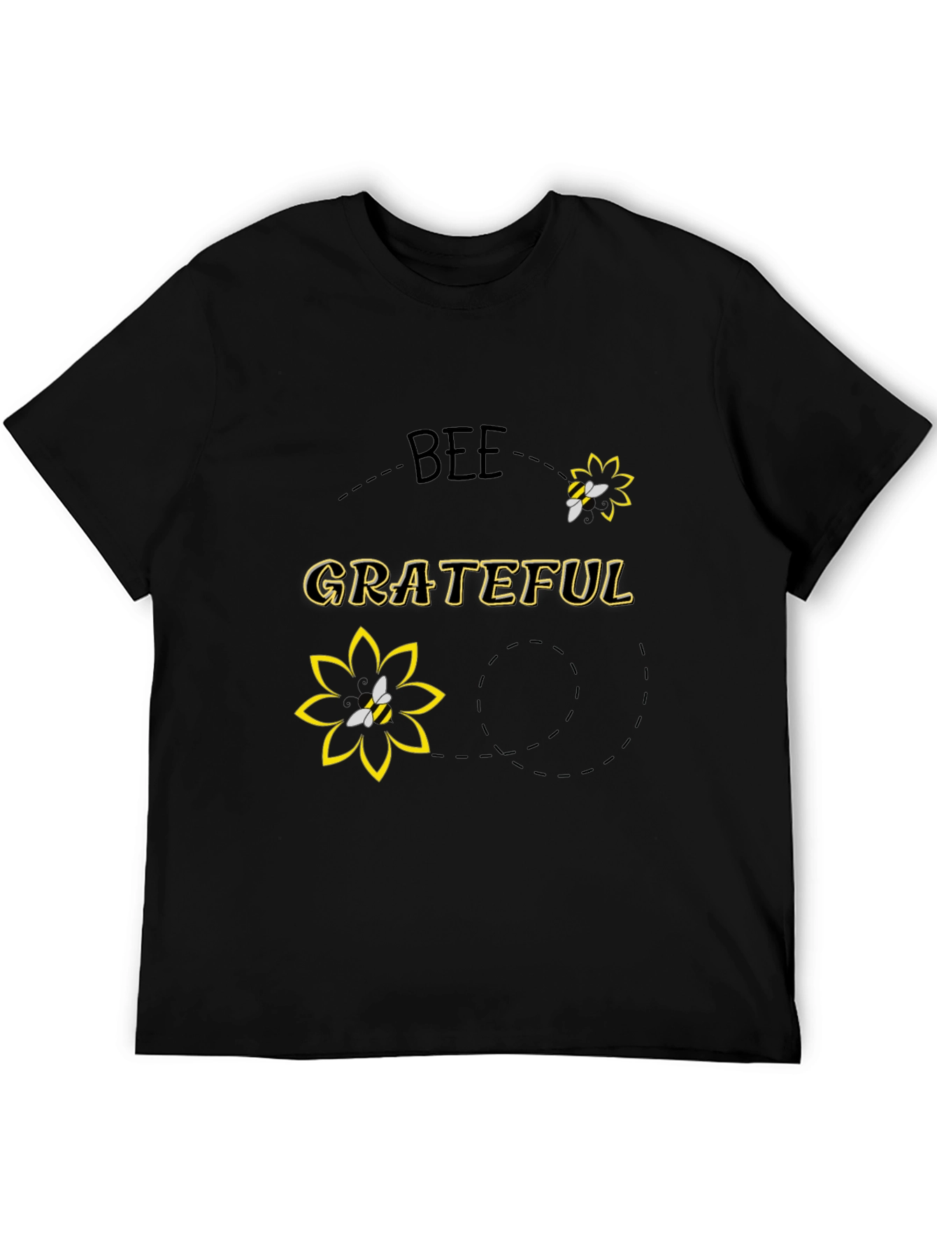 Bee Grateful Black Graphic T-Shirt