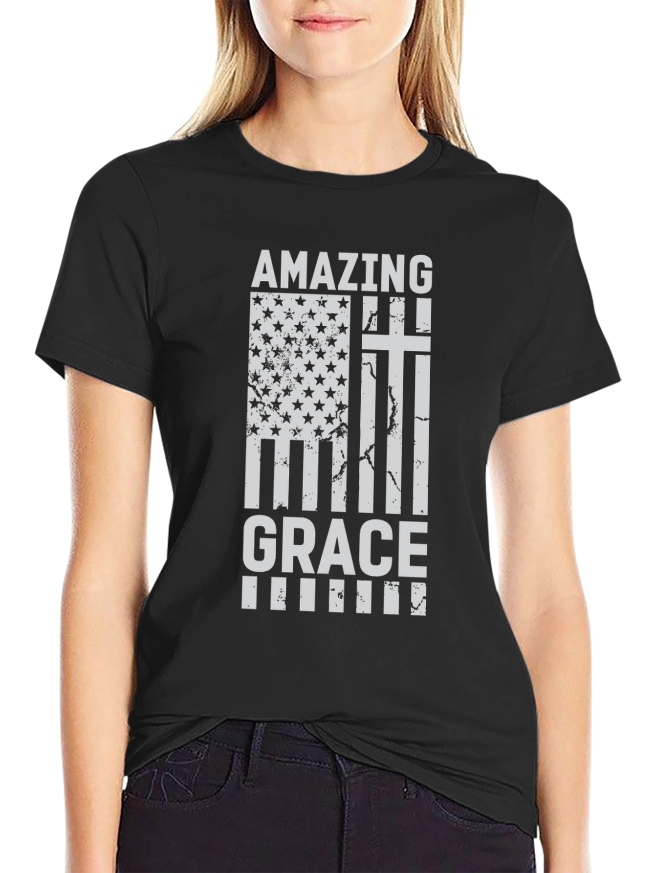 Amazing Grace Christian USA Flag T-Shirt