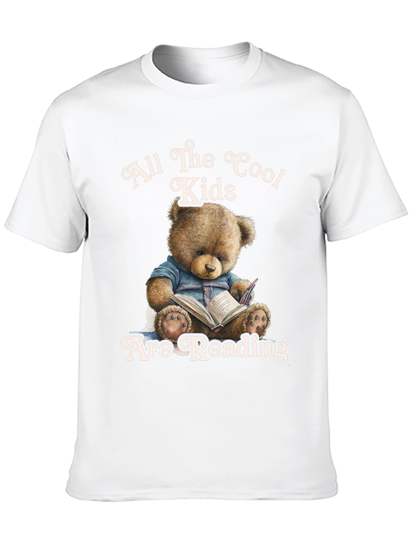 Cool Kids Reading Teddy Bear Black T-Shirt