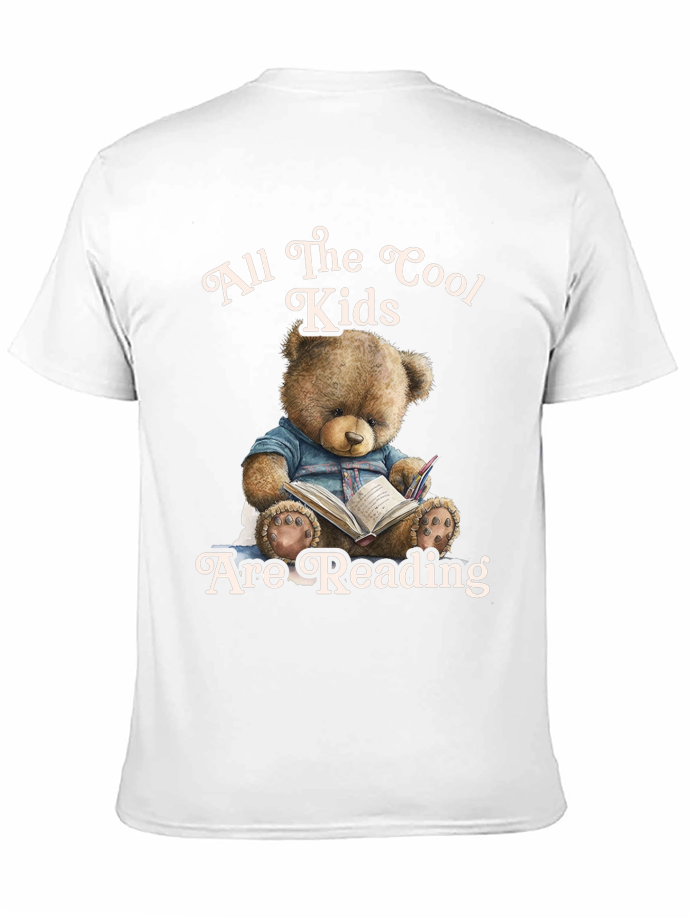Cool Kids Reading Teddy Bear Black T-Shirt