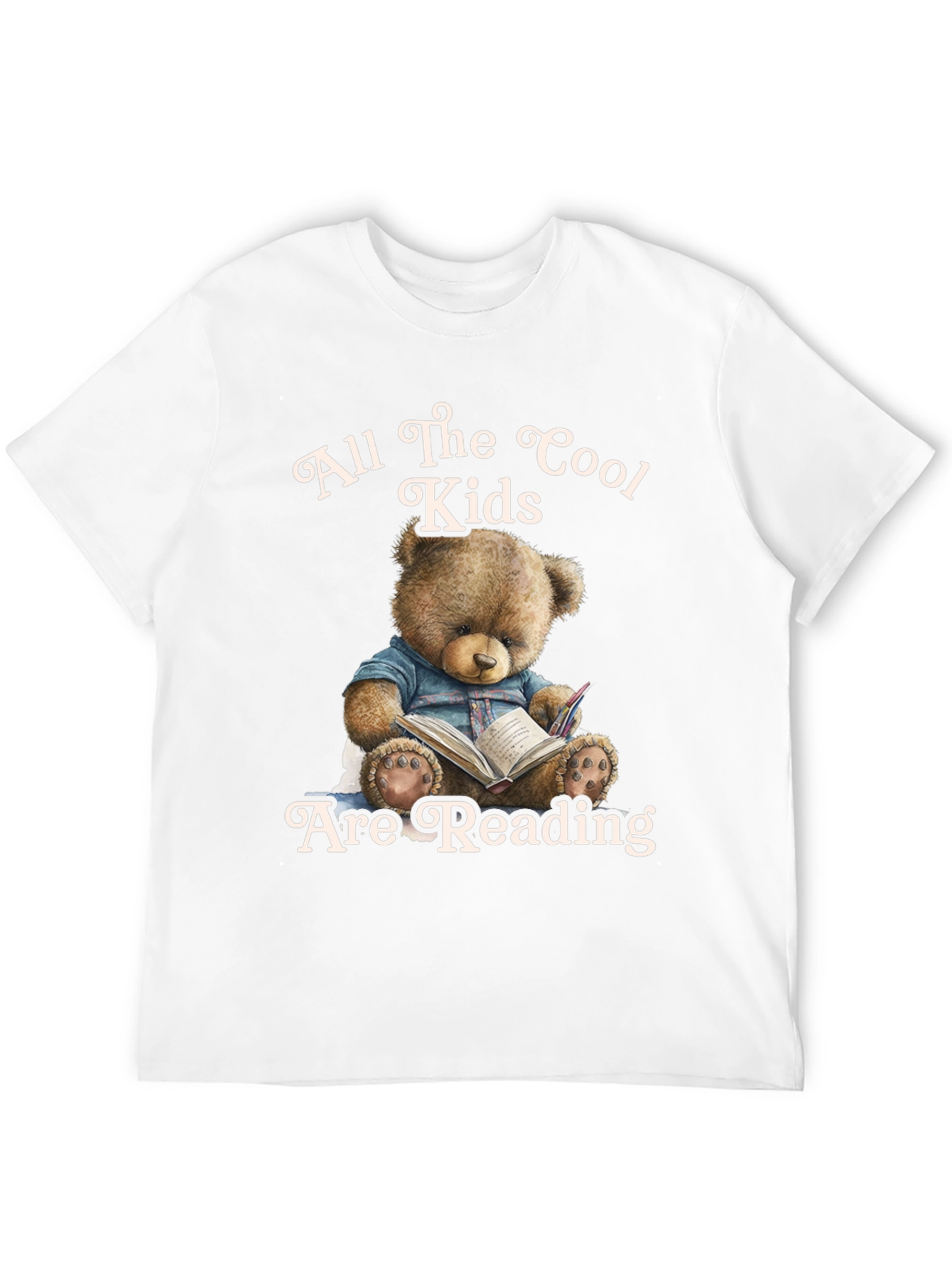 Cool Kids Reading Teddy Bear Black T-Shirt
