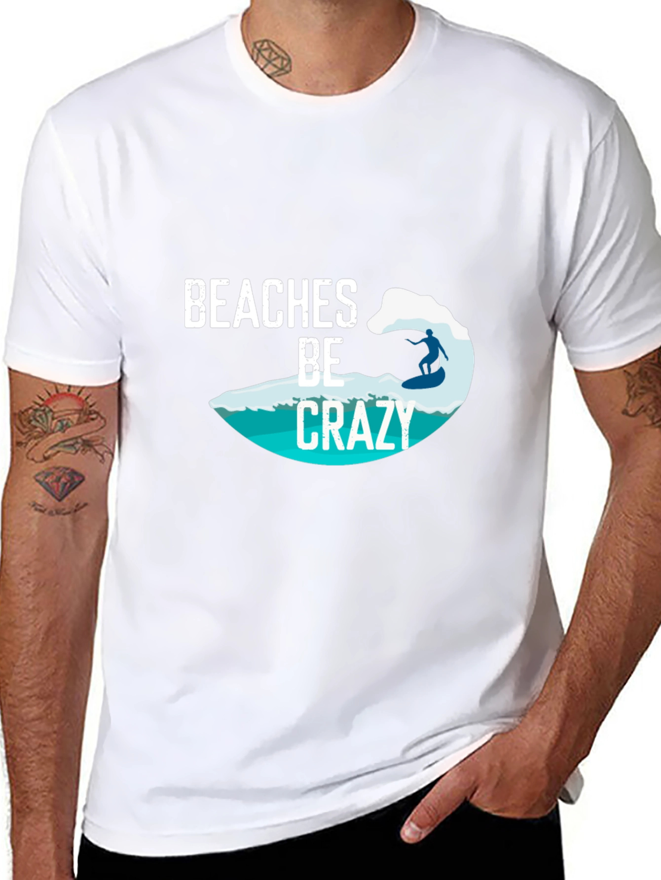 Beaches Be Crazy Surfer Tee