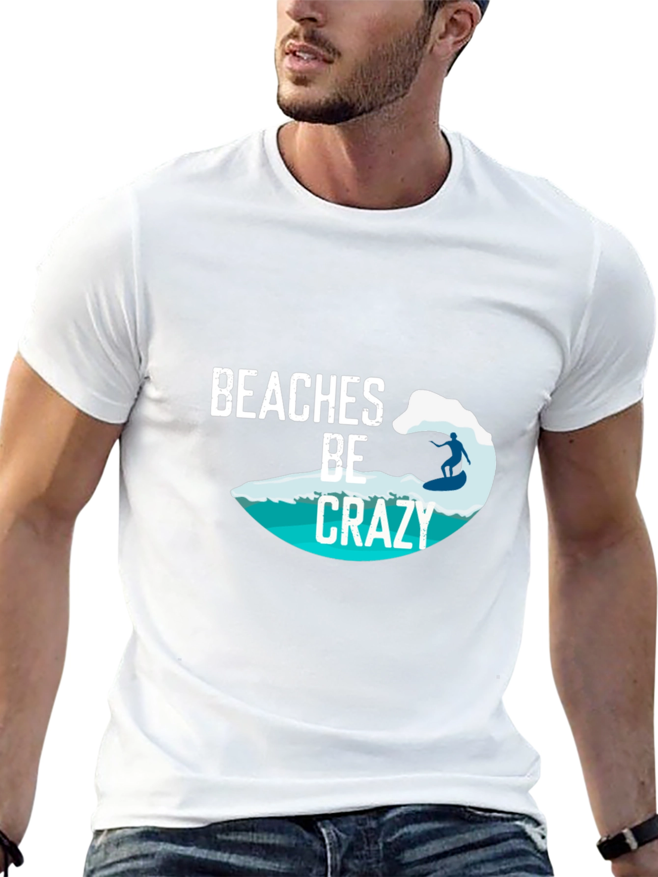 Beaches Be Crazy Surfer Tee
