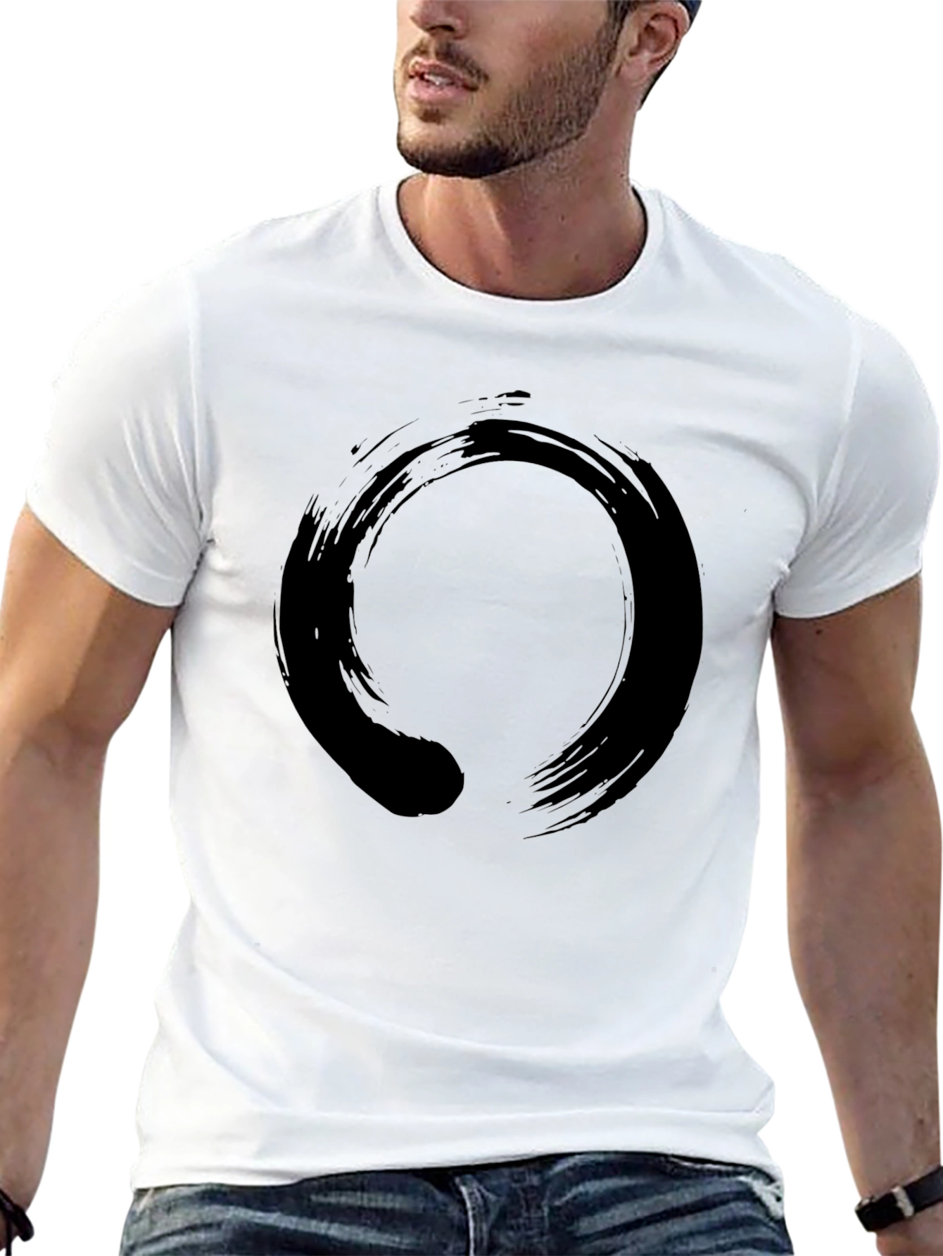 Zen Circle Graphic Black Cotton T-Shirt
