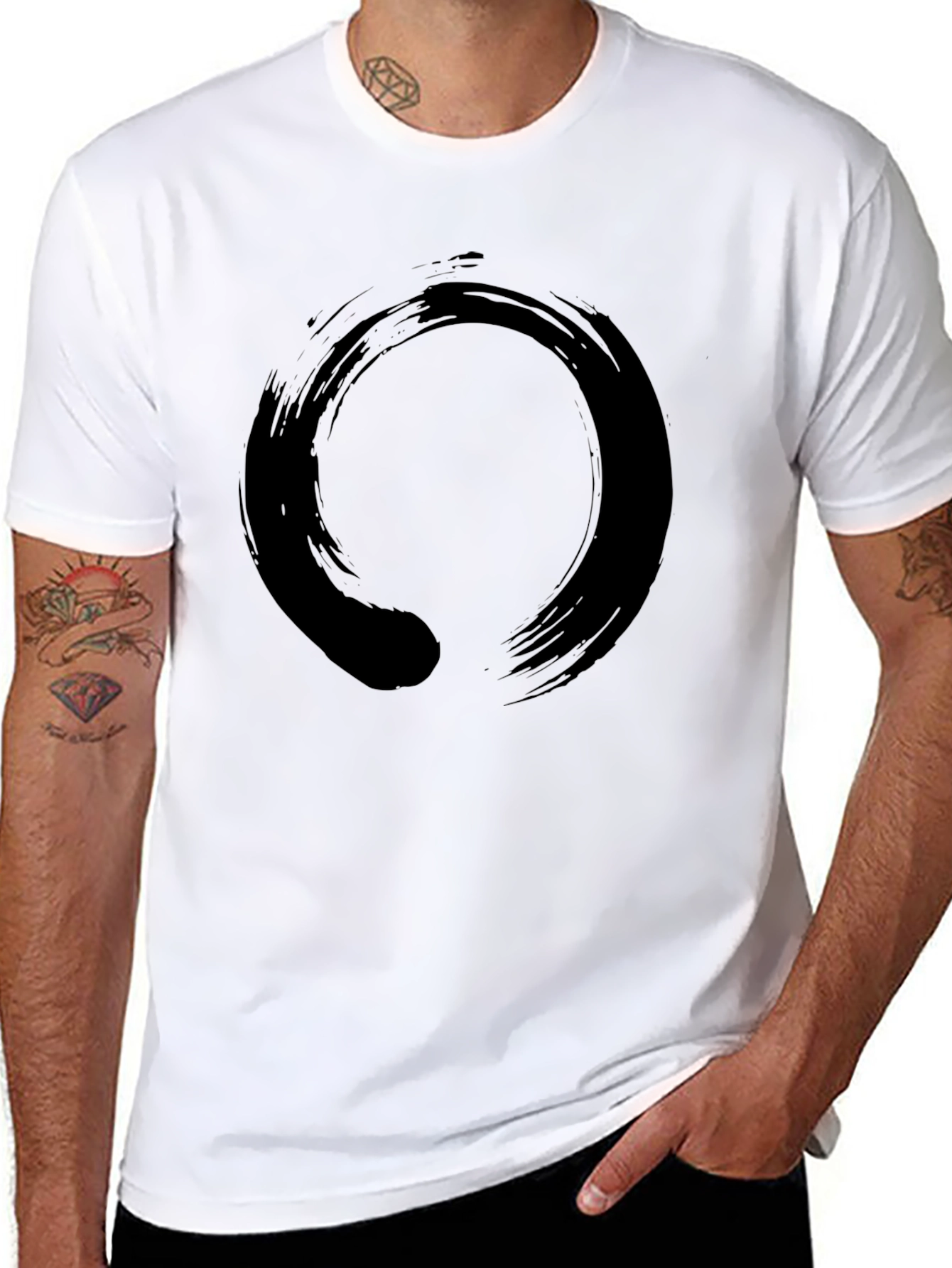 Zen Circle Graphic Black Cotton T-Shirt