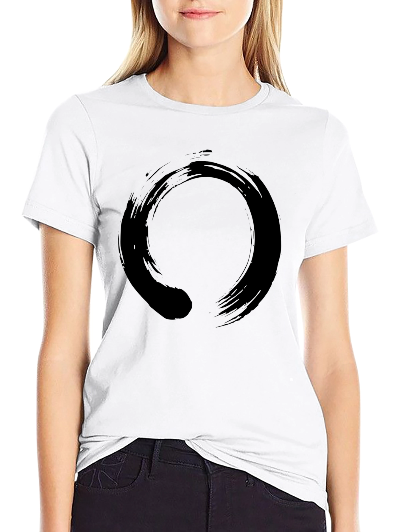 Zen Circle Graphic Black Cotton T-Shirt