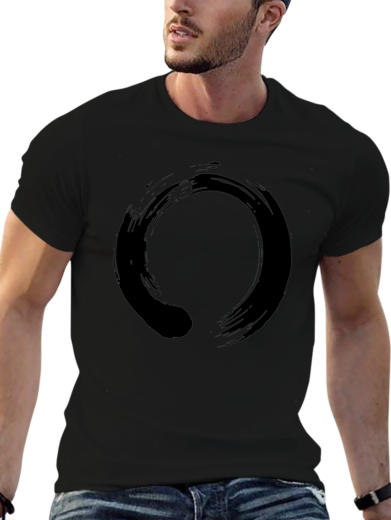 Zen Circle Graphic Black Cotton T-Shirt