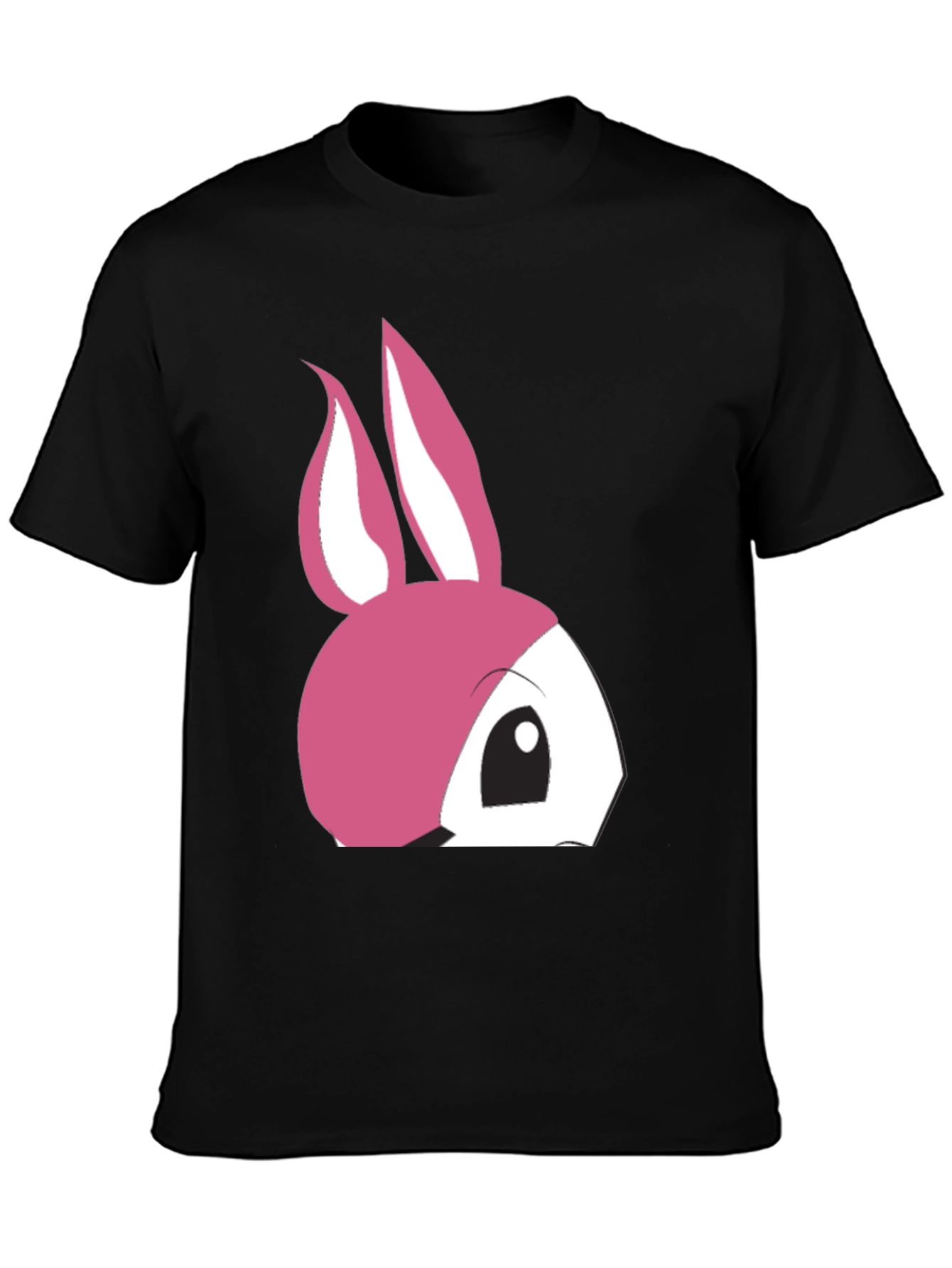 Cute Pink Bunny Graphic T-Shirt - Black Cotton Tee