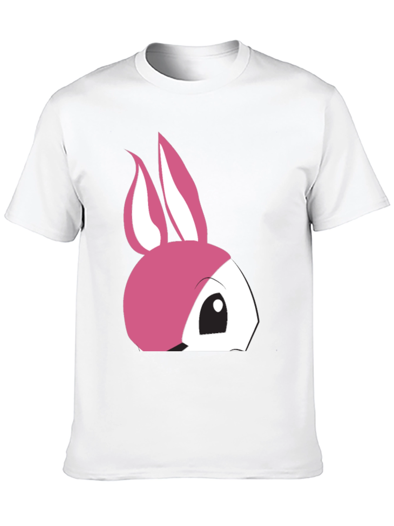 Cute Pink Bunny Graphic T-Shirt - Black Cotton Tee