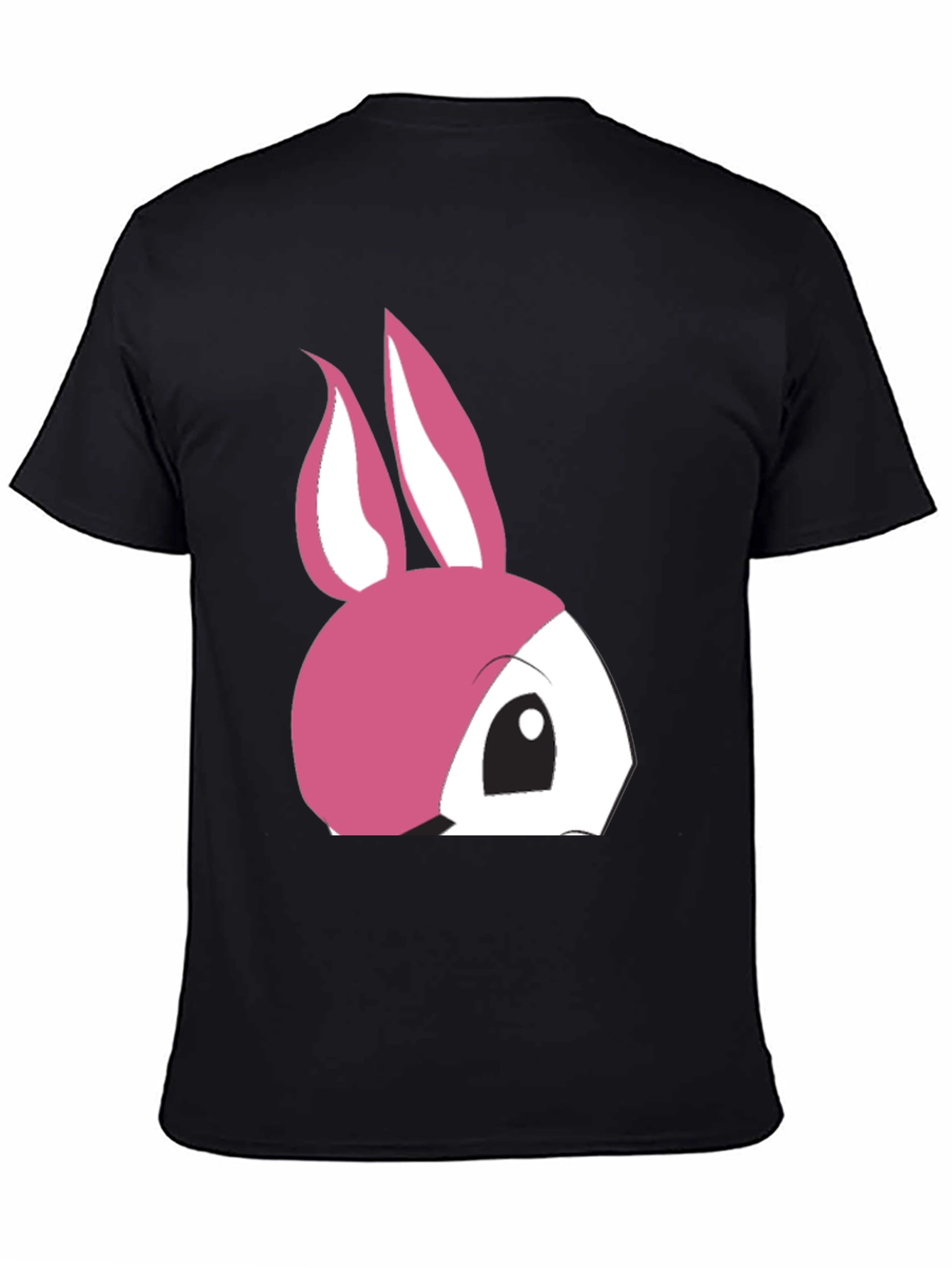 Cute Pink Bunny Graphic T-Shirt - Black Cotton Tee