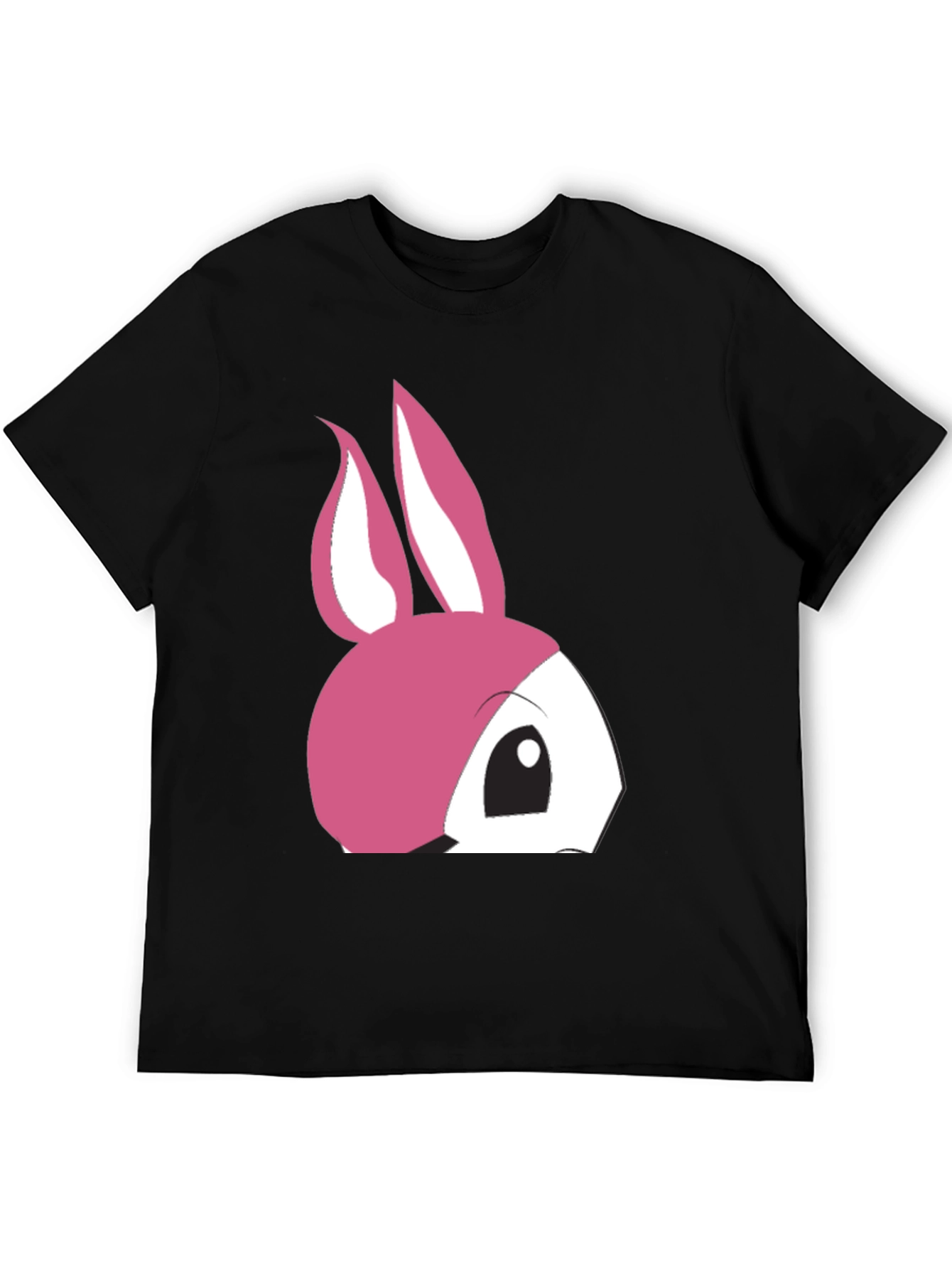 Cute Pink Bunny Graphic T-Shirt - Black Cotton Tee