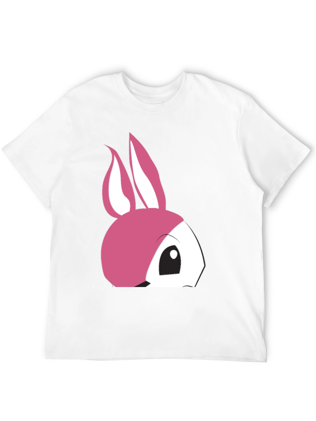 Cute Pink Bunny Graphic T-Shirt - Black Cotton Tee