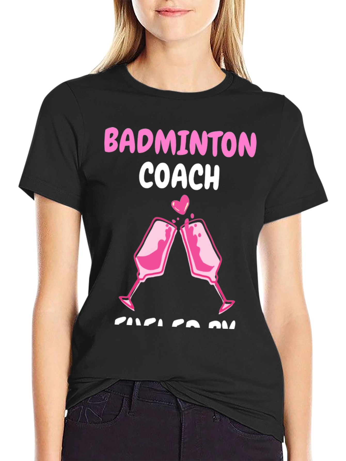 Badminton Coach T-Shirt - Pink Toast Design