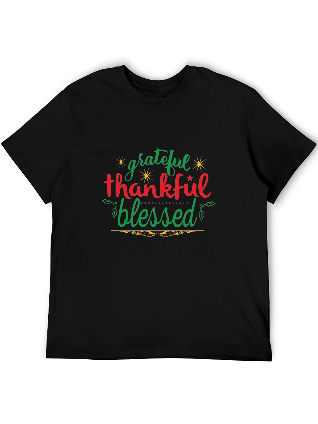 Grateful Thankful Blessed Graphic Tee - Black
