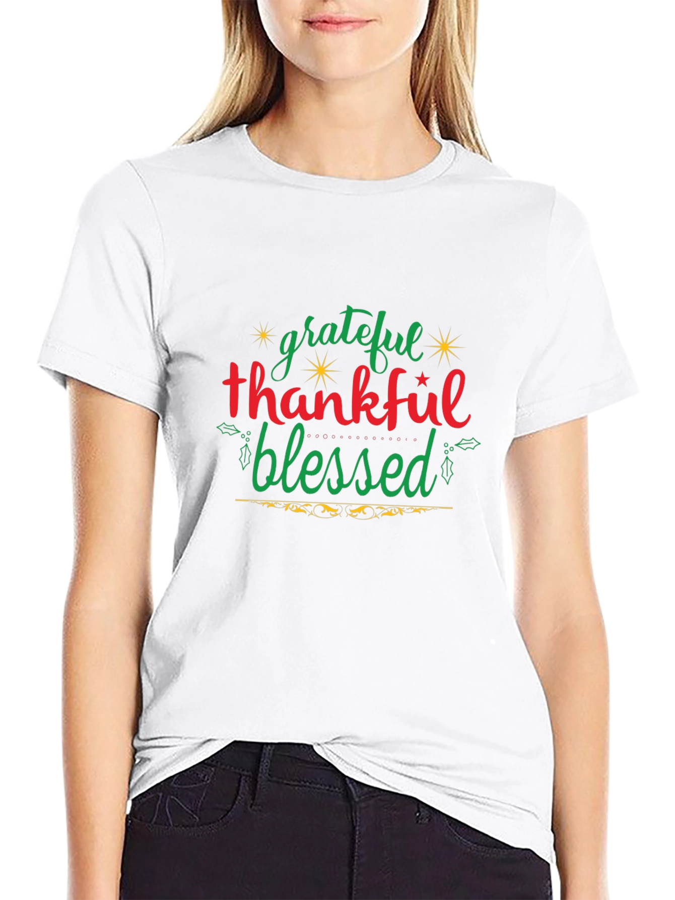 Grateful Thankful Blessed Graphic Tee - Black