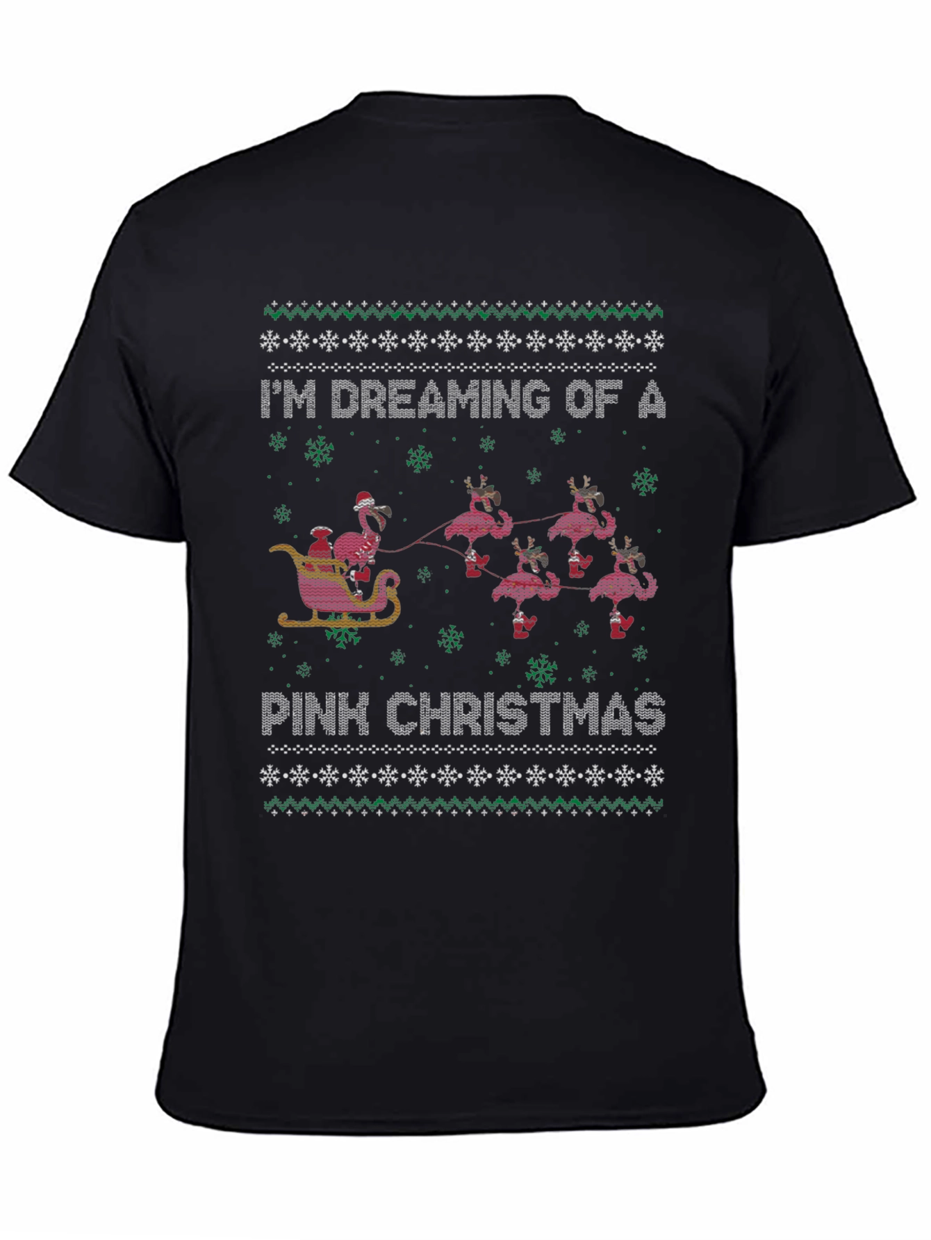 Pink Christmas Flamingo Ugly Sweater T-Shirt