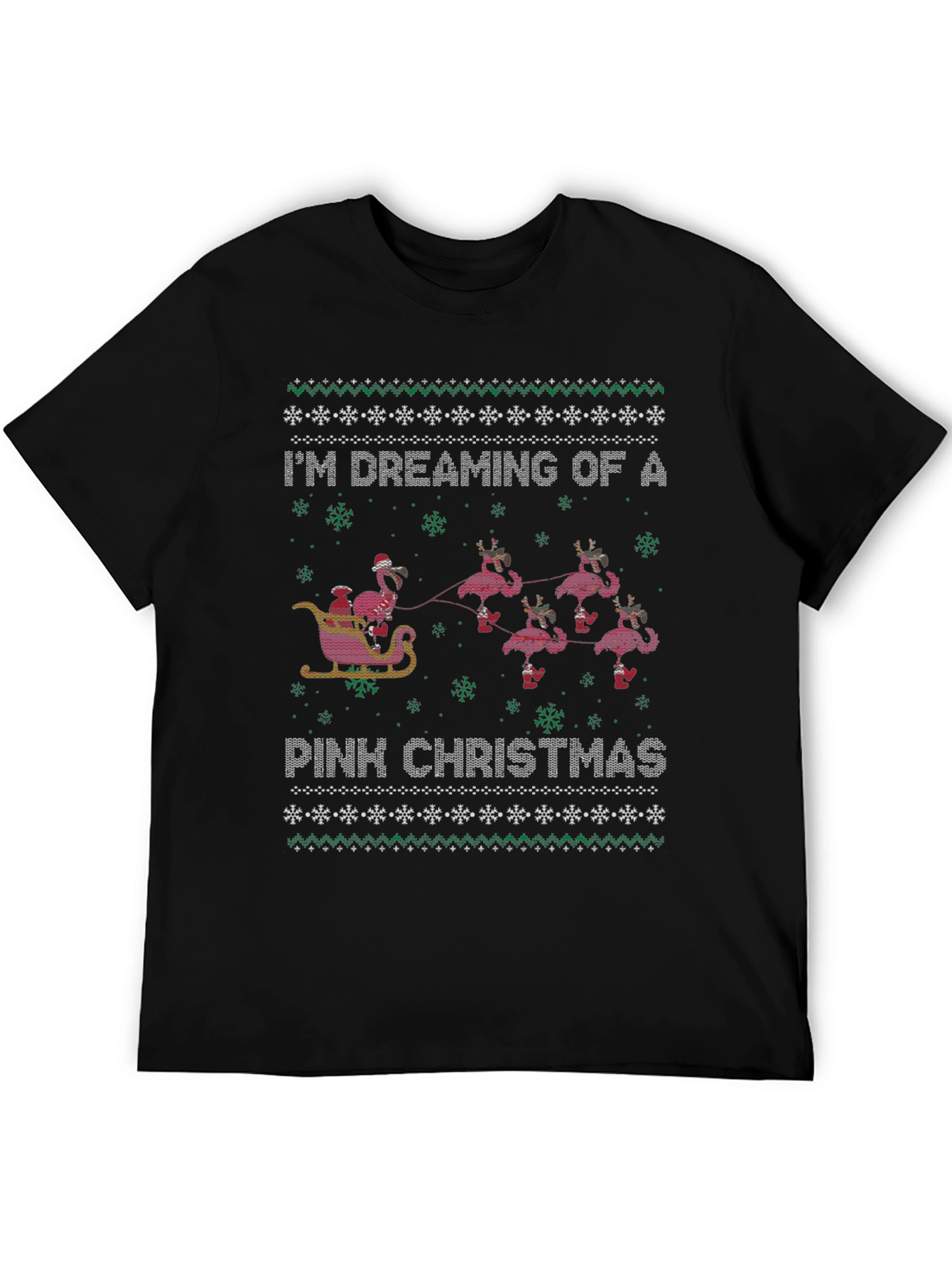Pink Christmas Flamingo Ugly Sweater T-Shirt