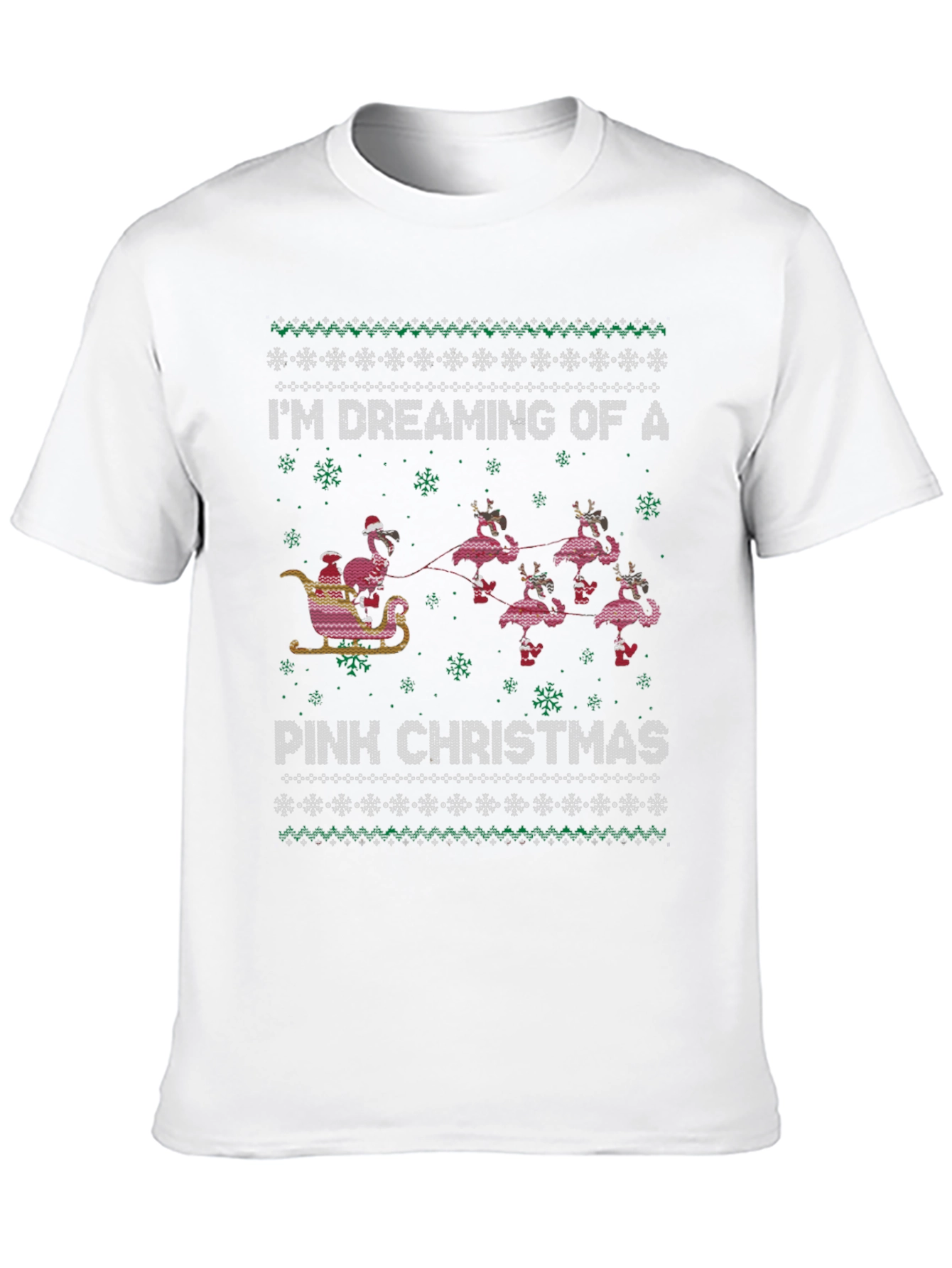 Pink Christmas Flamingo Ugly Sweater T-Shirt
