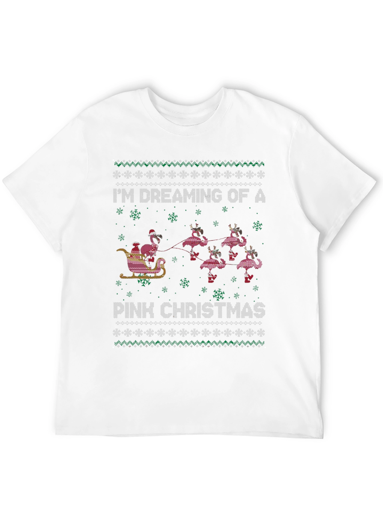 Pink Christmas Flamingo Ugly Sweater T-Shirt