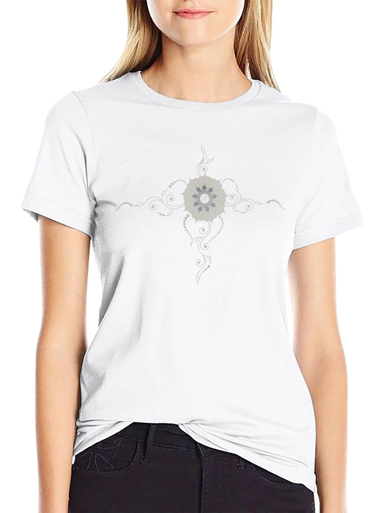 Stylish Black T-Shirt with Floral Graphic Print