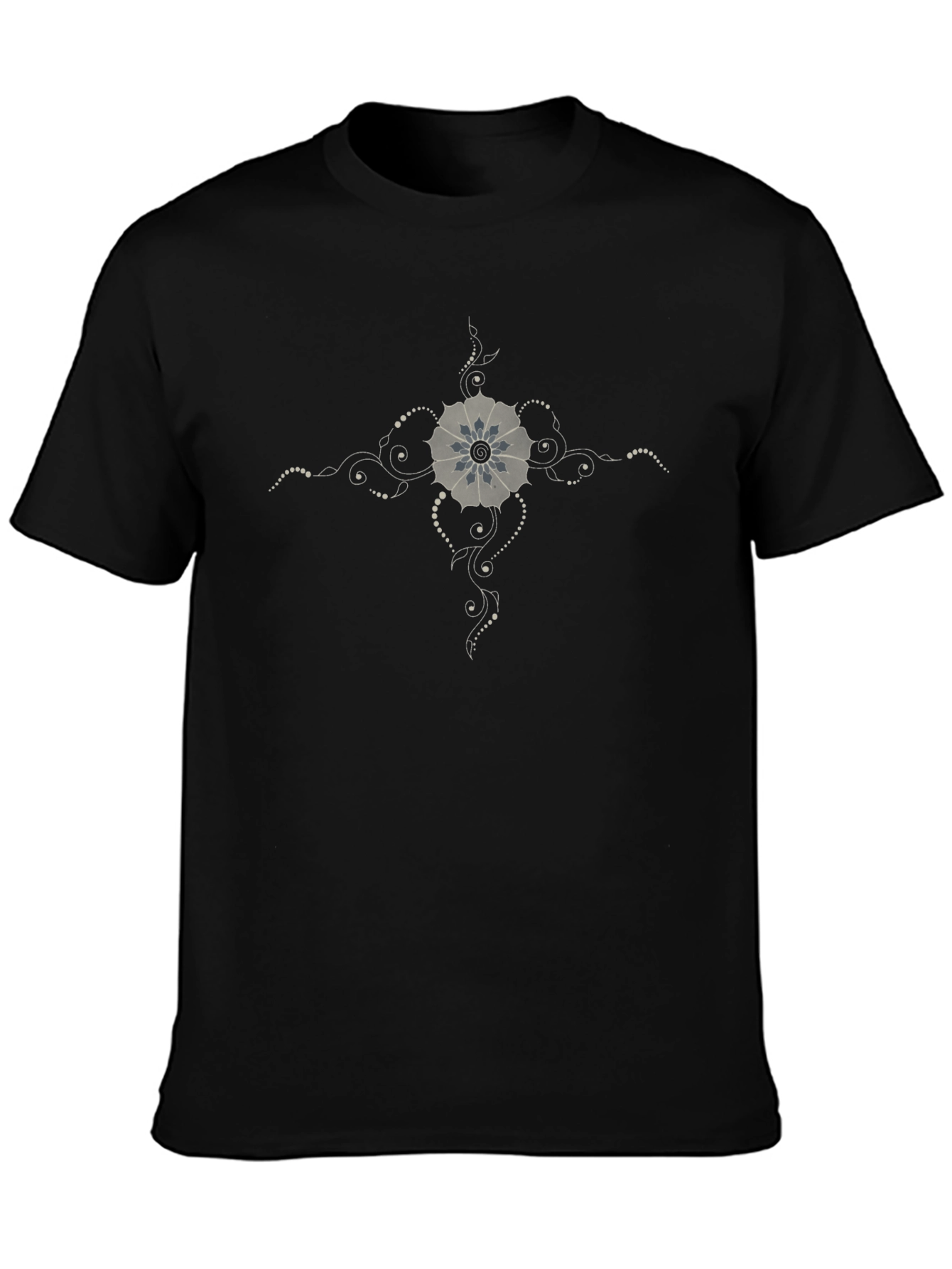 Stylish Black T-Shirt with Floral Graphic Print