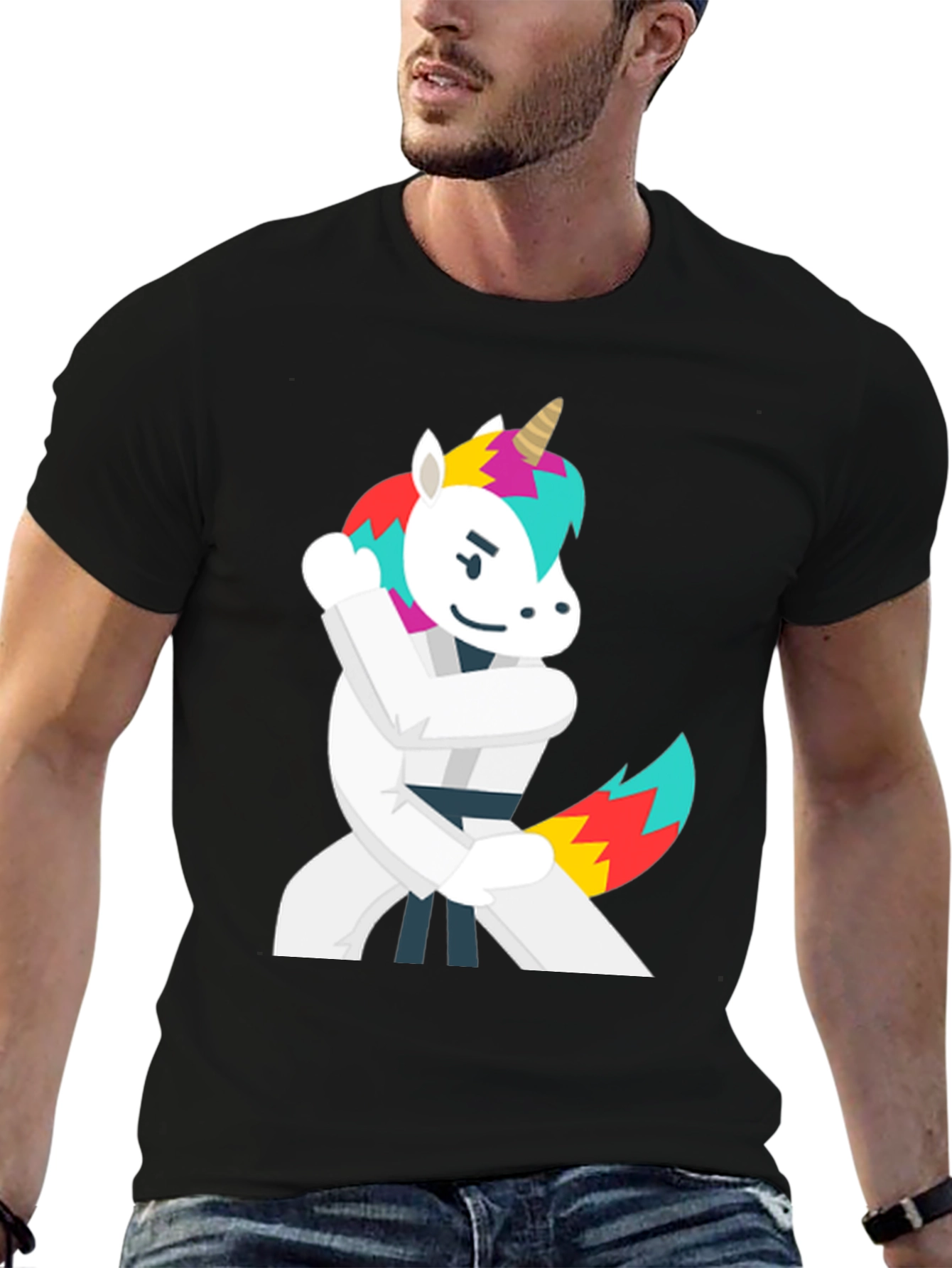 Karate Unicorn Black T-Shirt