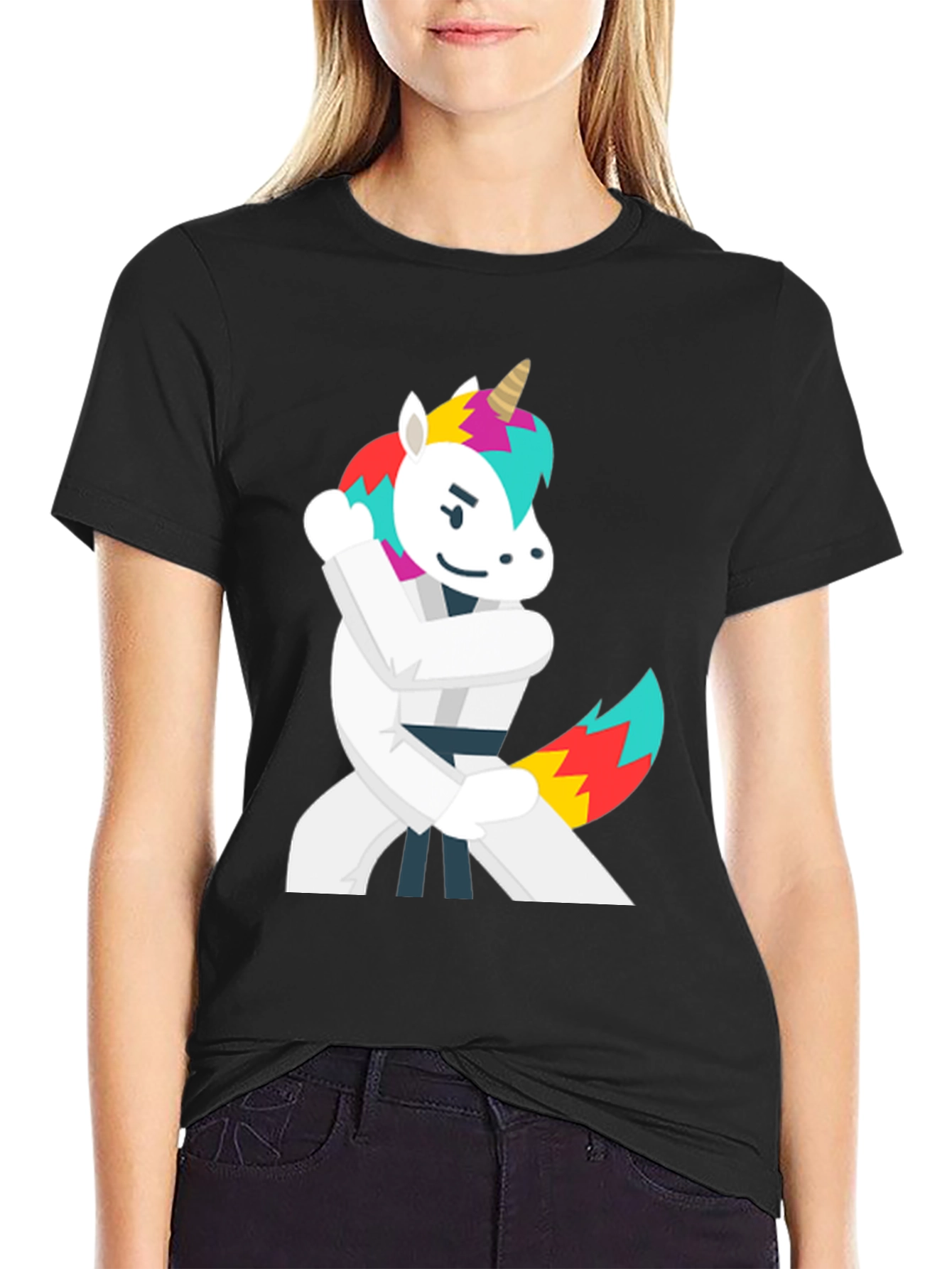 Karate Unicorn Black T-Shirt