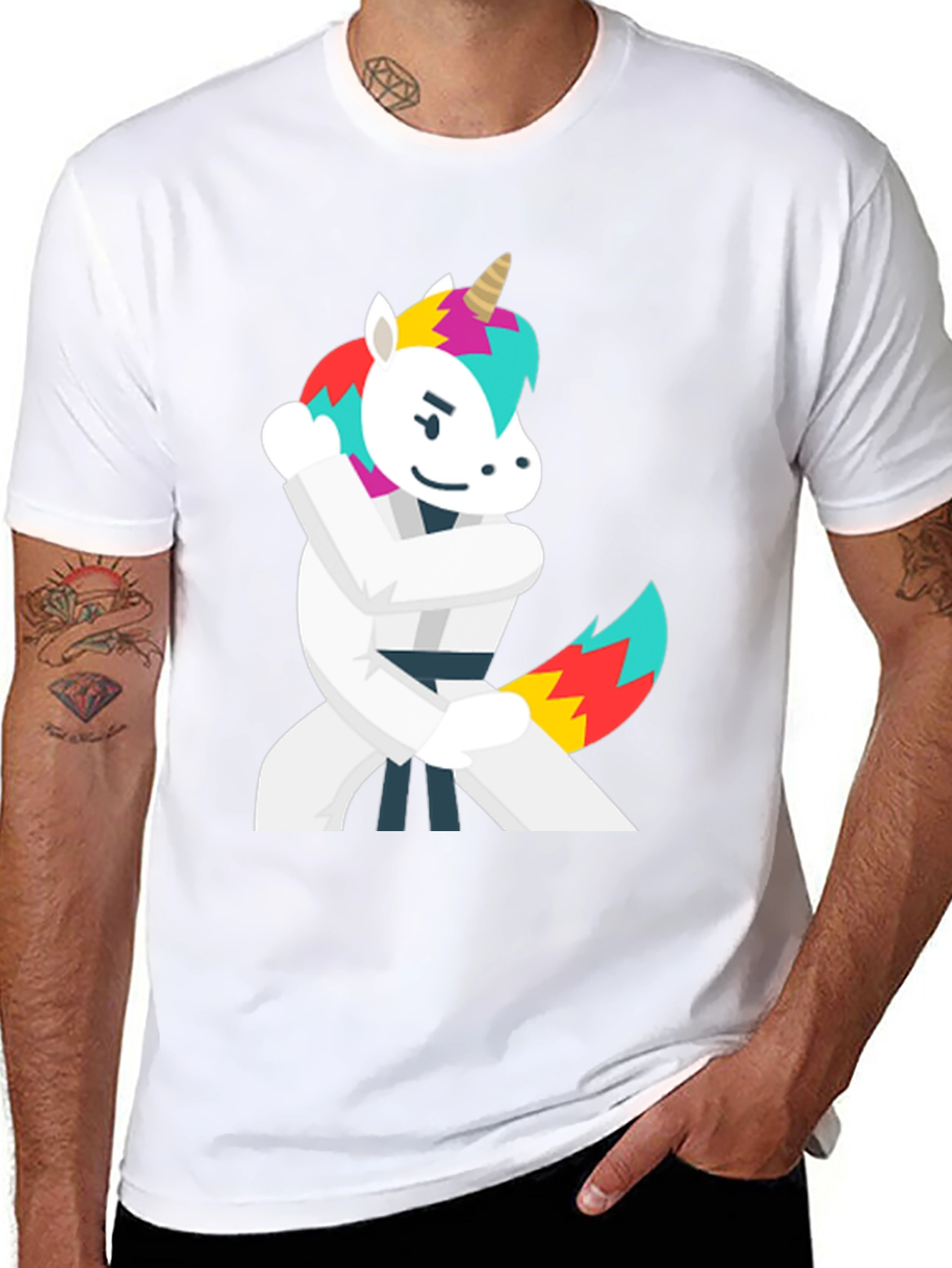 Karate Unicorn Black T-Shirt