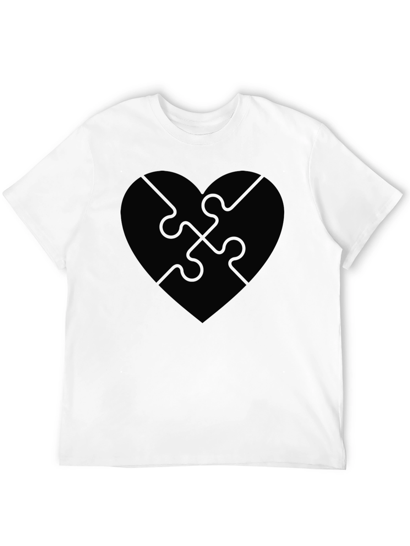 Puzzle Heart Graphic Tee - Stylish Black T-Shirt