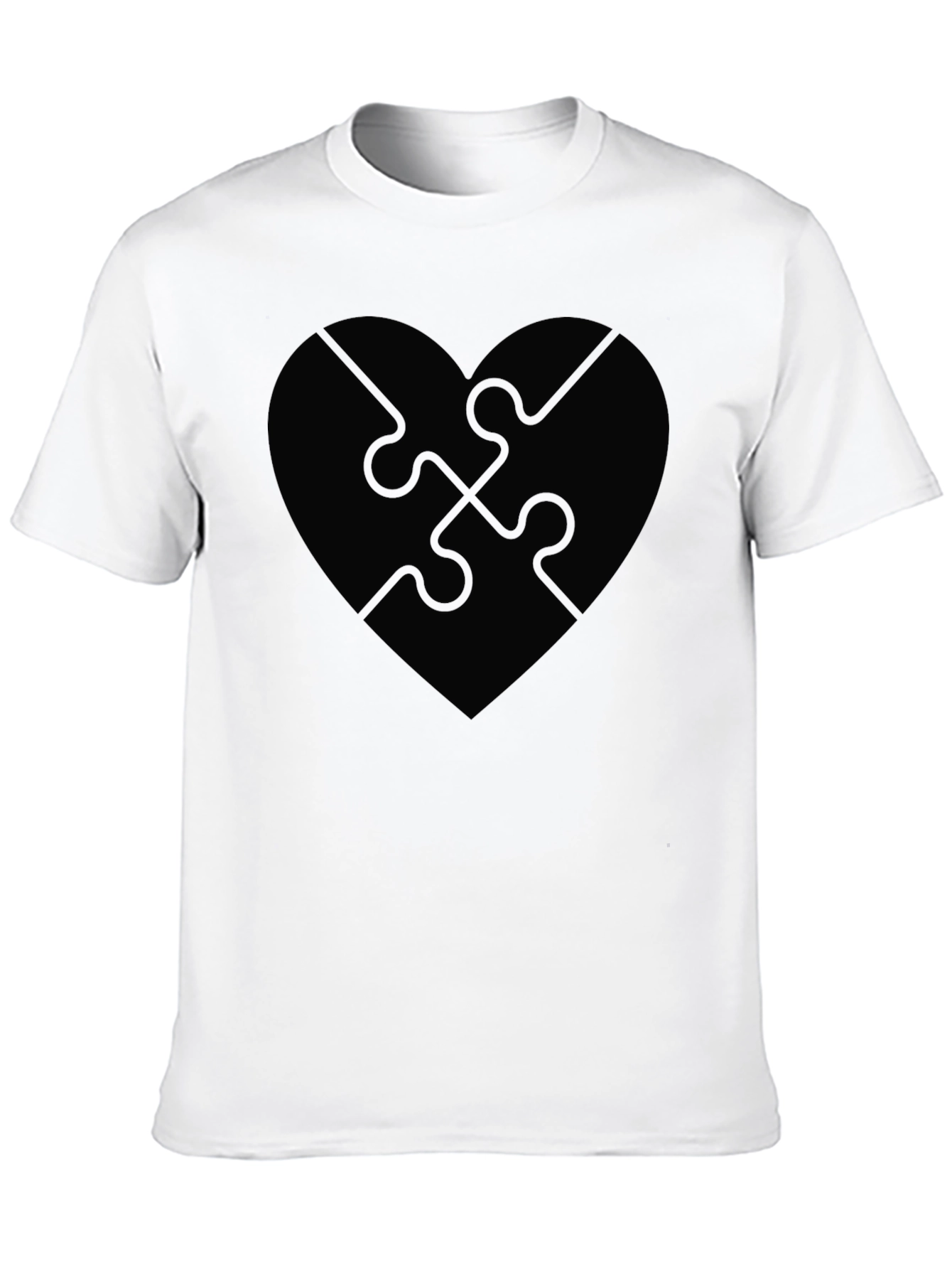 Puzzle Heart Graphic Tee - Stylish Black T-Shirt