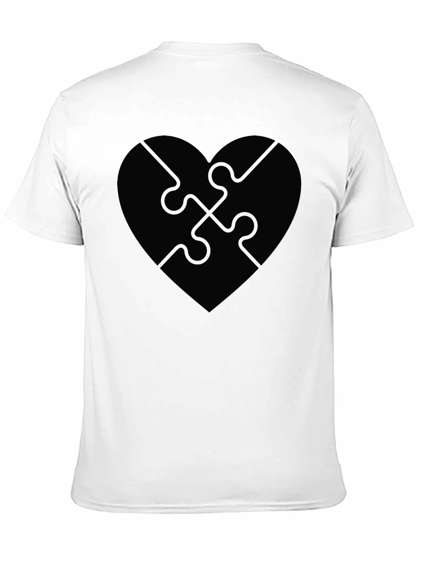 Puzzle Heart Graphic Tee - Stylish Black T-Shirt
