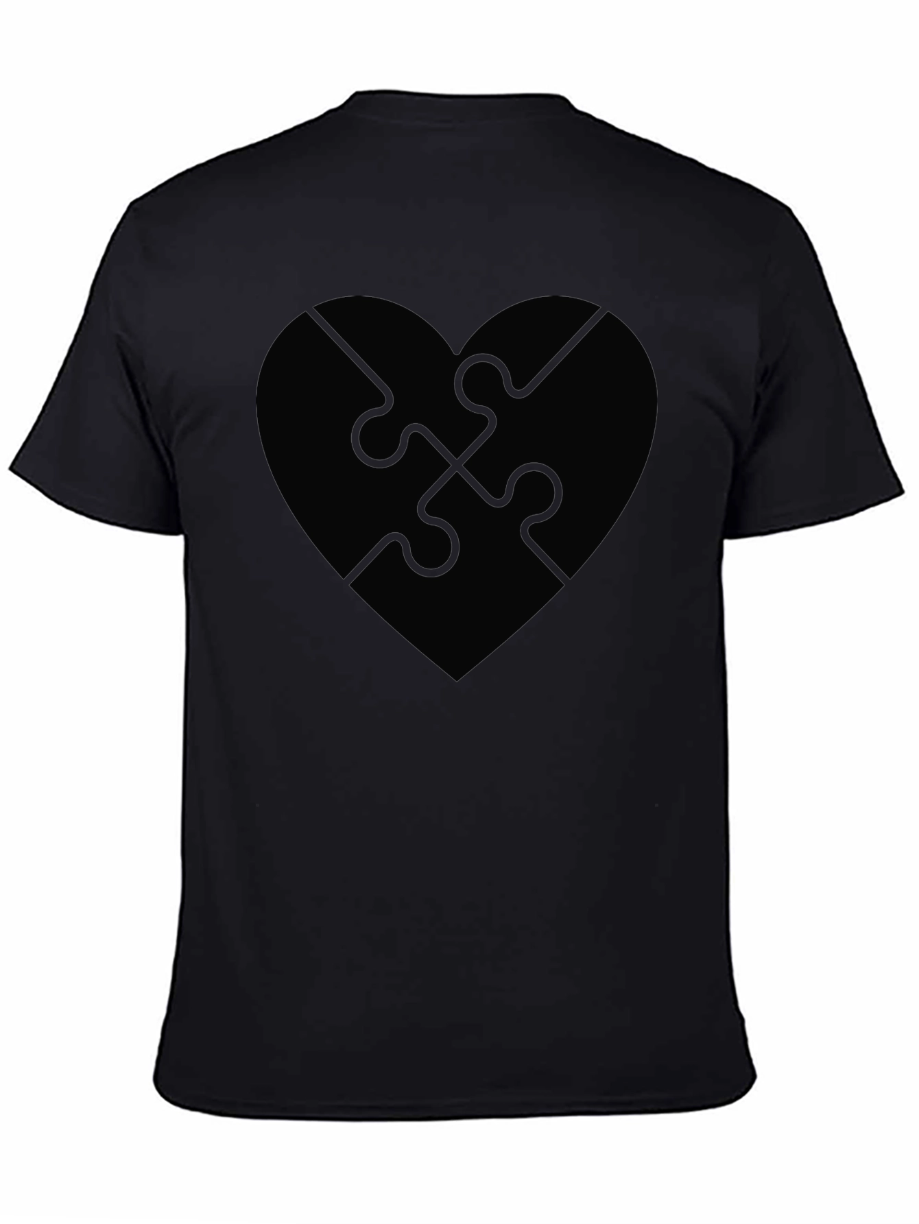 Puzzle Heart Graphic Tee - Stylish Black T-Shirt