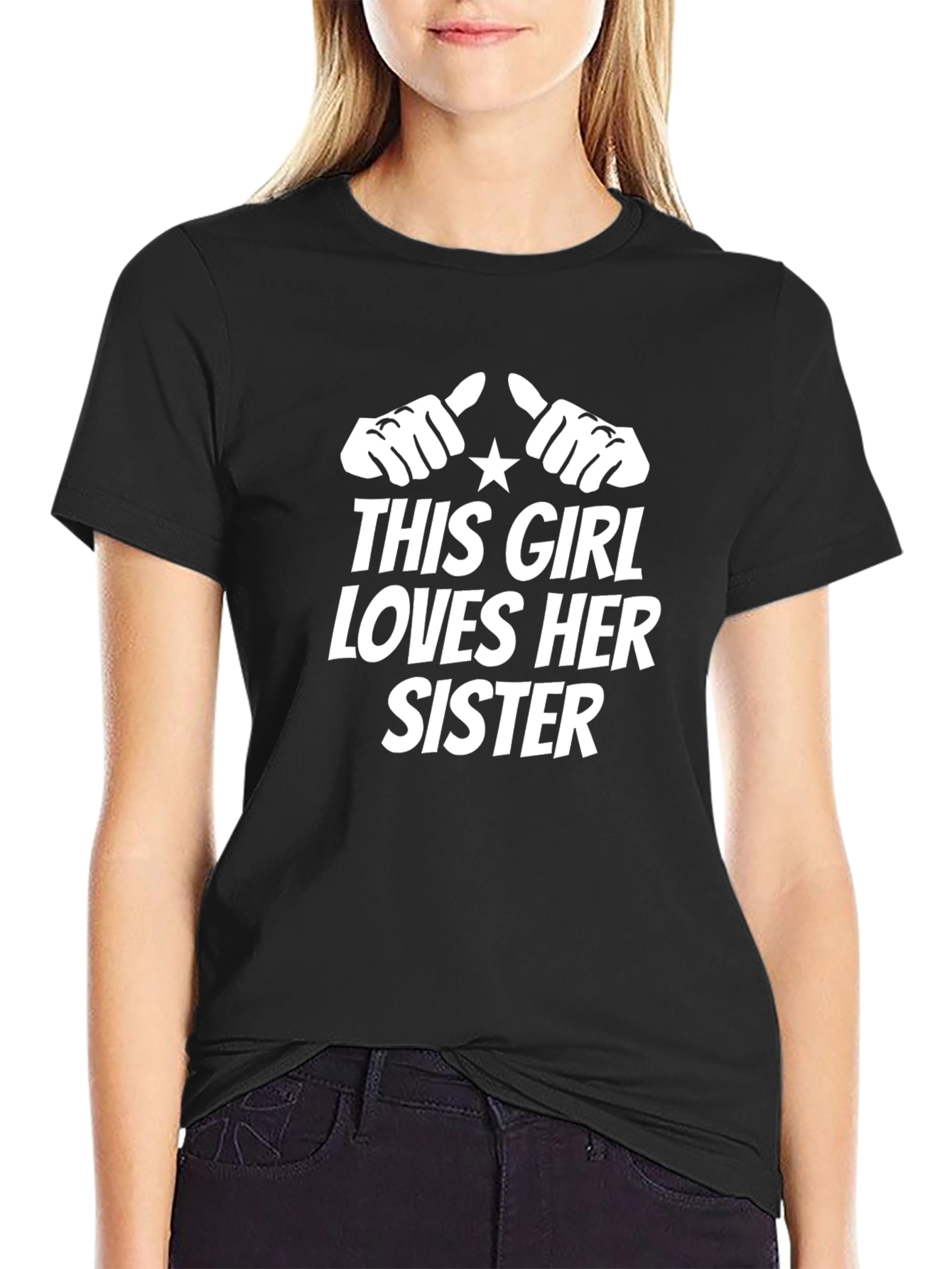 This Girl Loves Her Sister Black T-Shirt