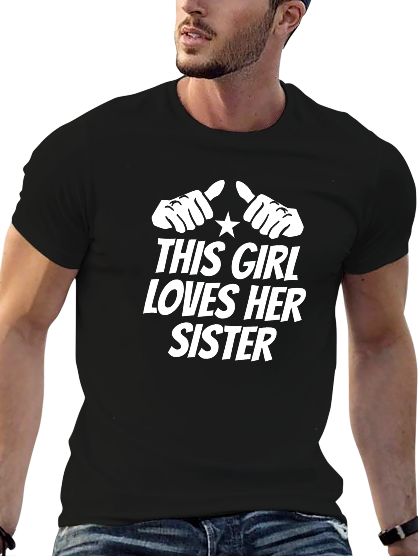 This Girl Loves Her Sister Black T-Shirt