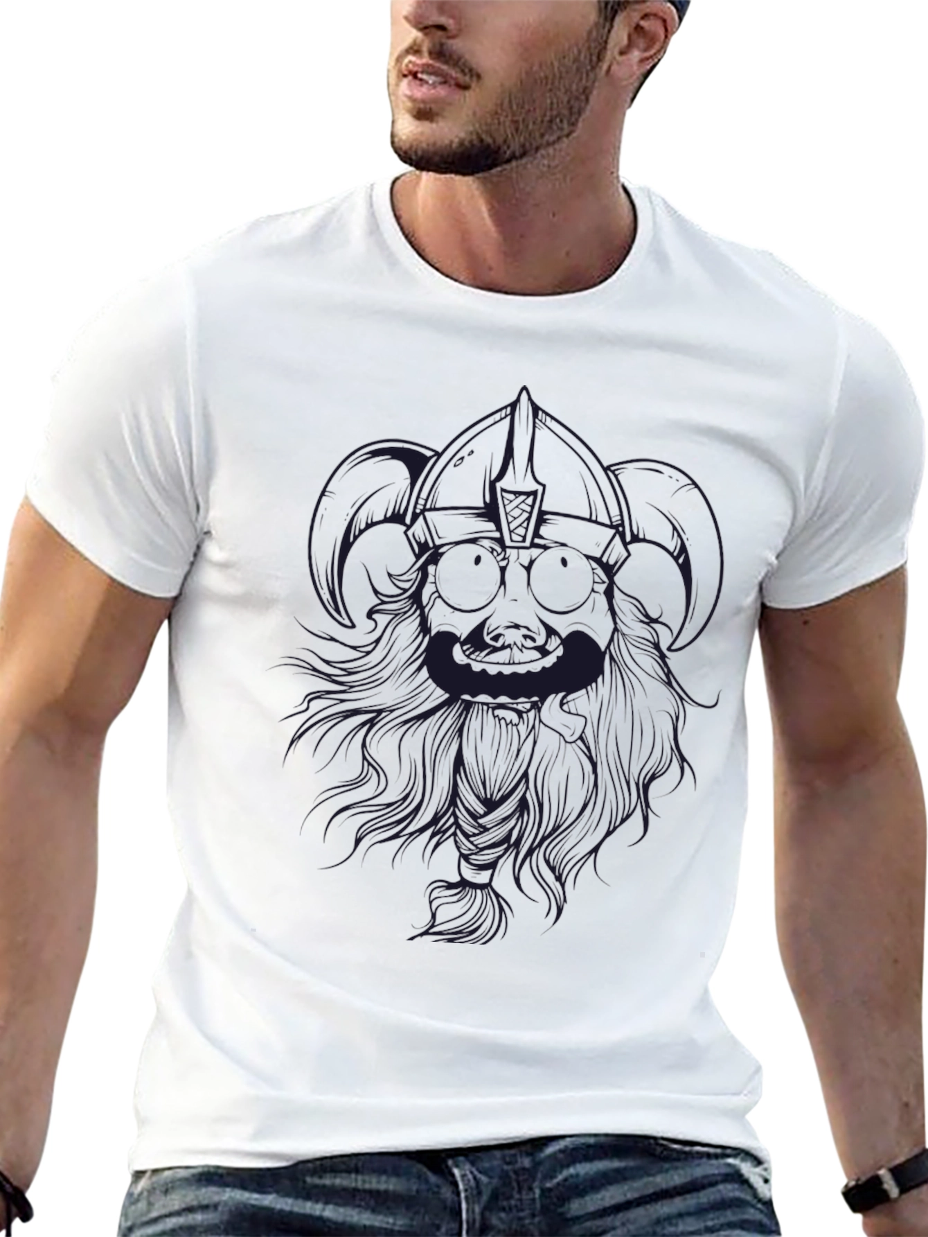 Mens Black T-Shirt with Graphic Design