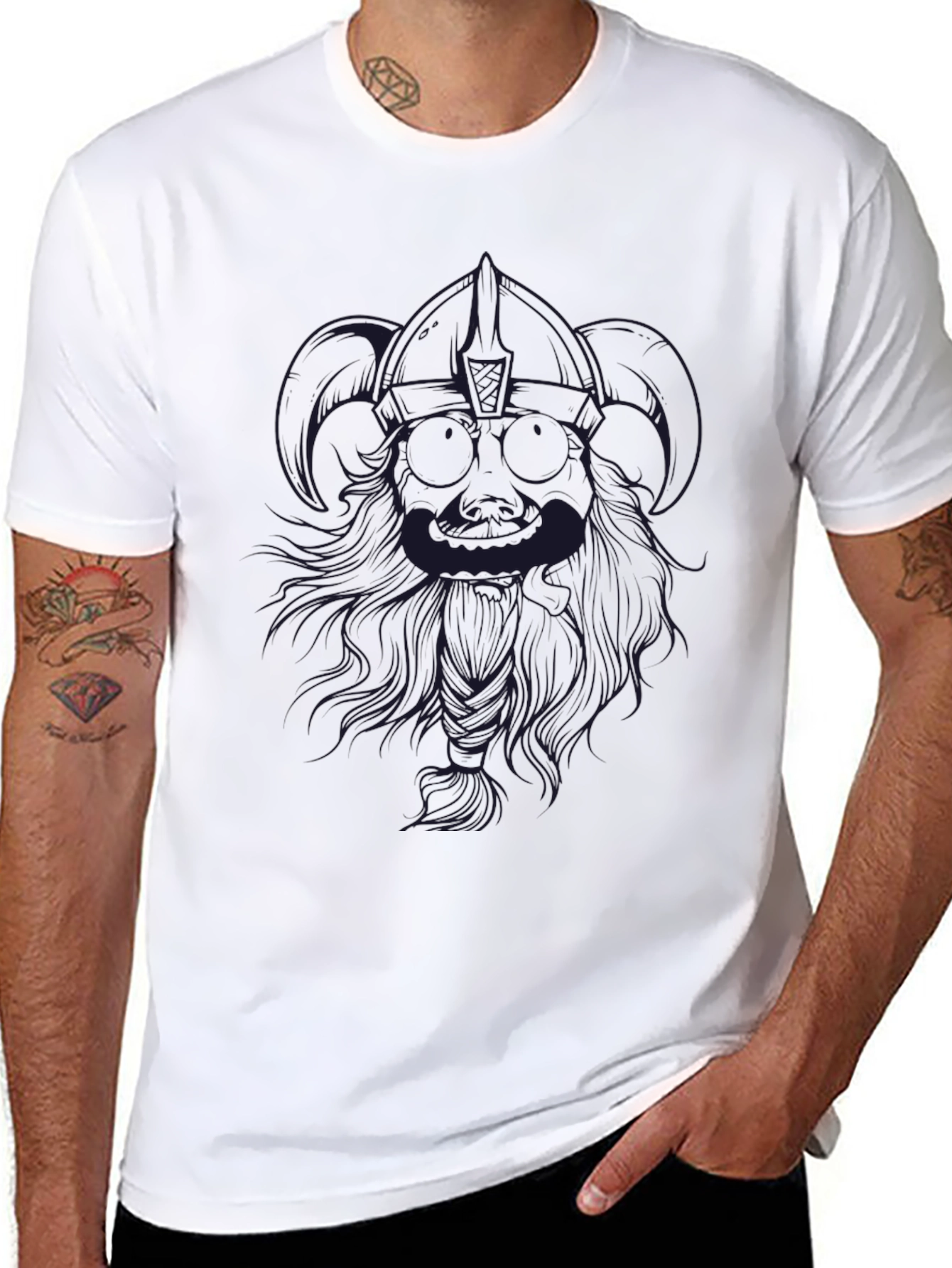 Mens Black T-Shirt with Graphic Design