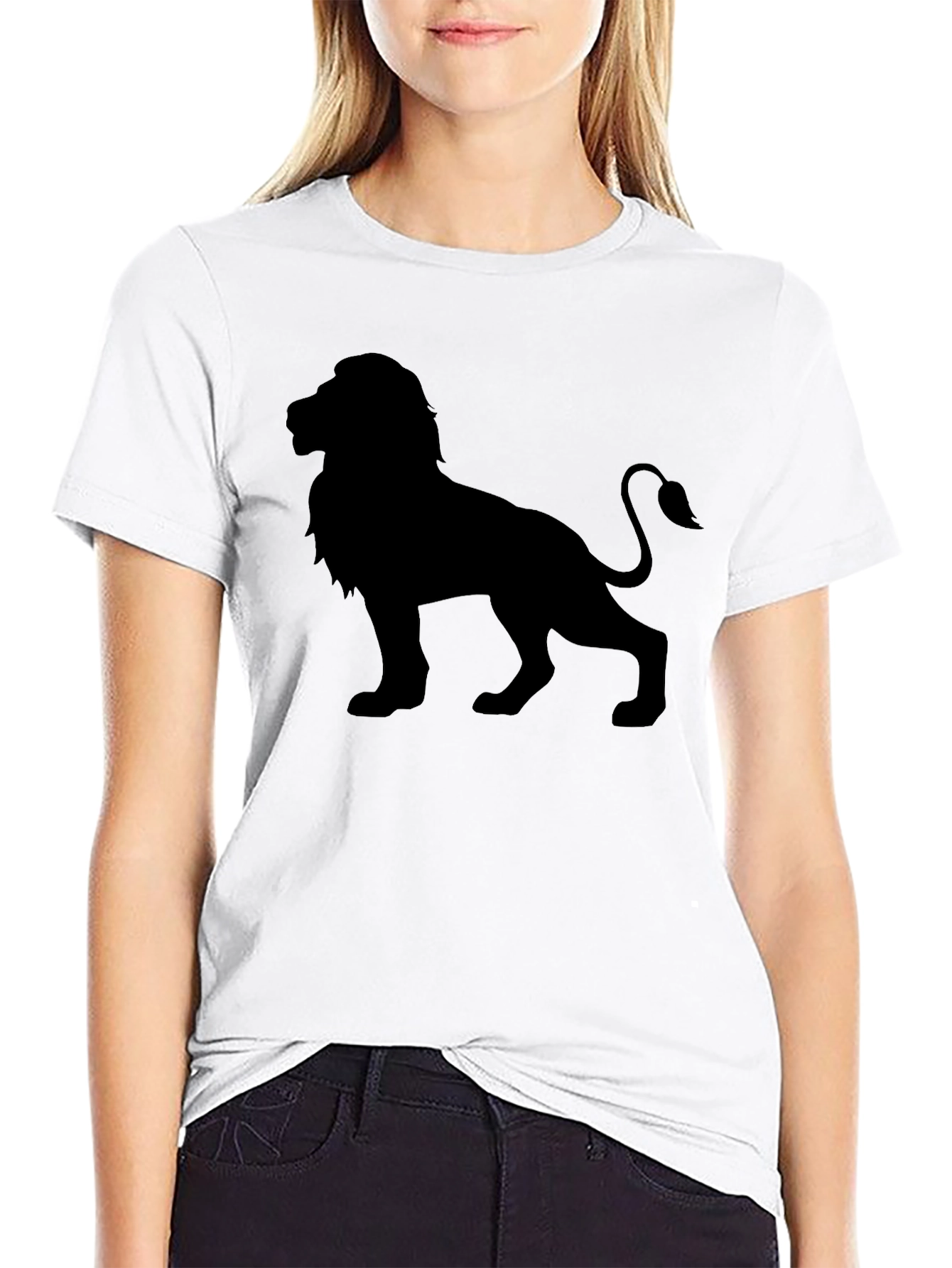 Lion Silhouette Graphic Black T-Shirt