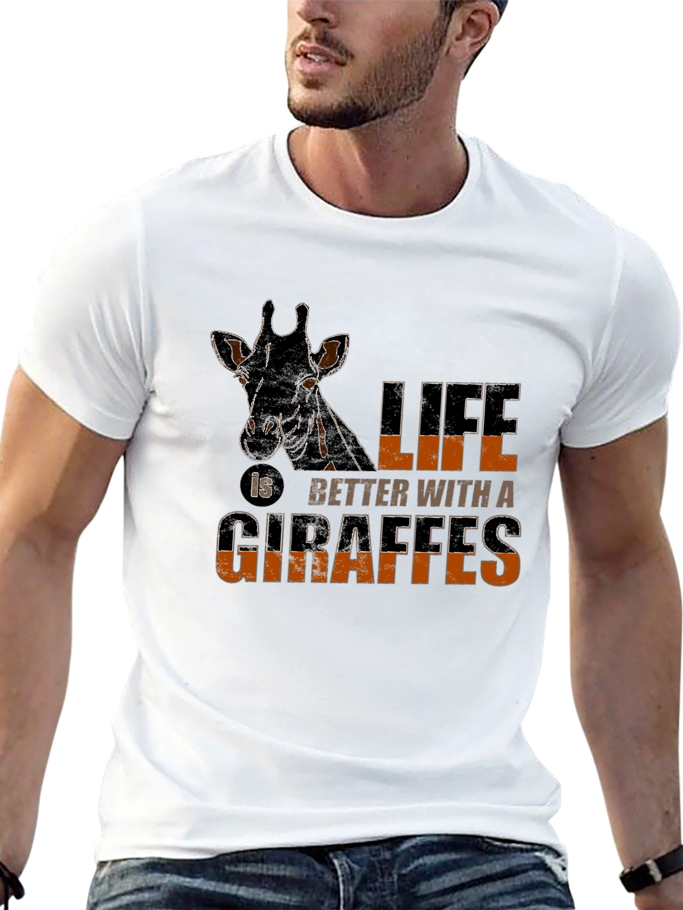 Giraffe Lovers Black Graphic Tee
