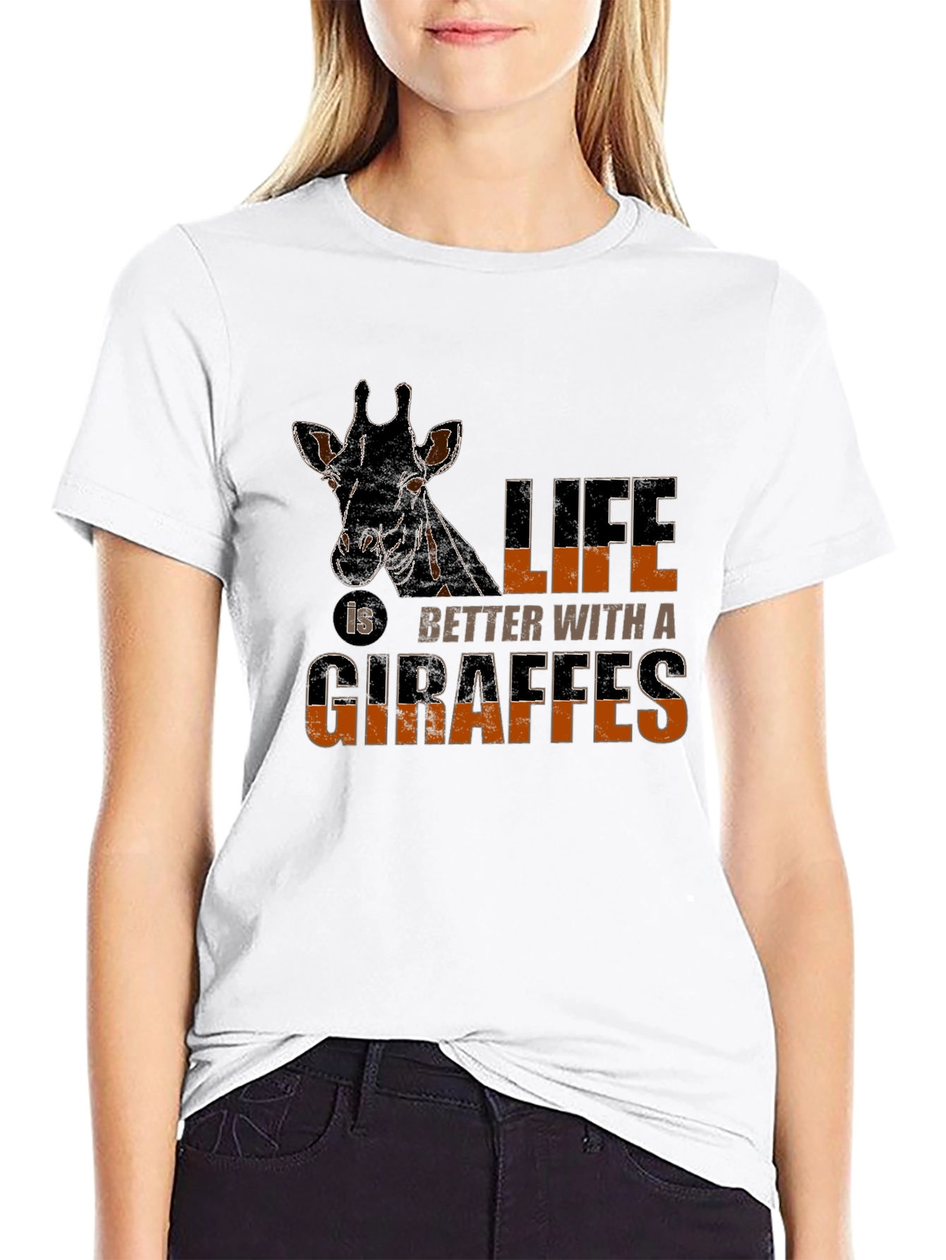Giraffe Lovers Black Graphic Tee