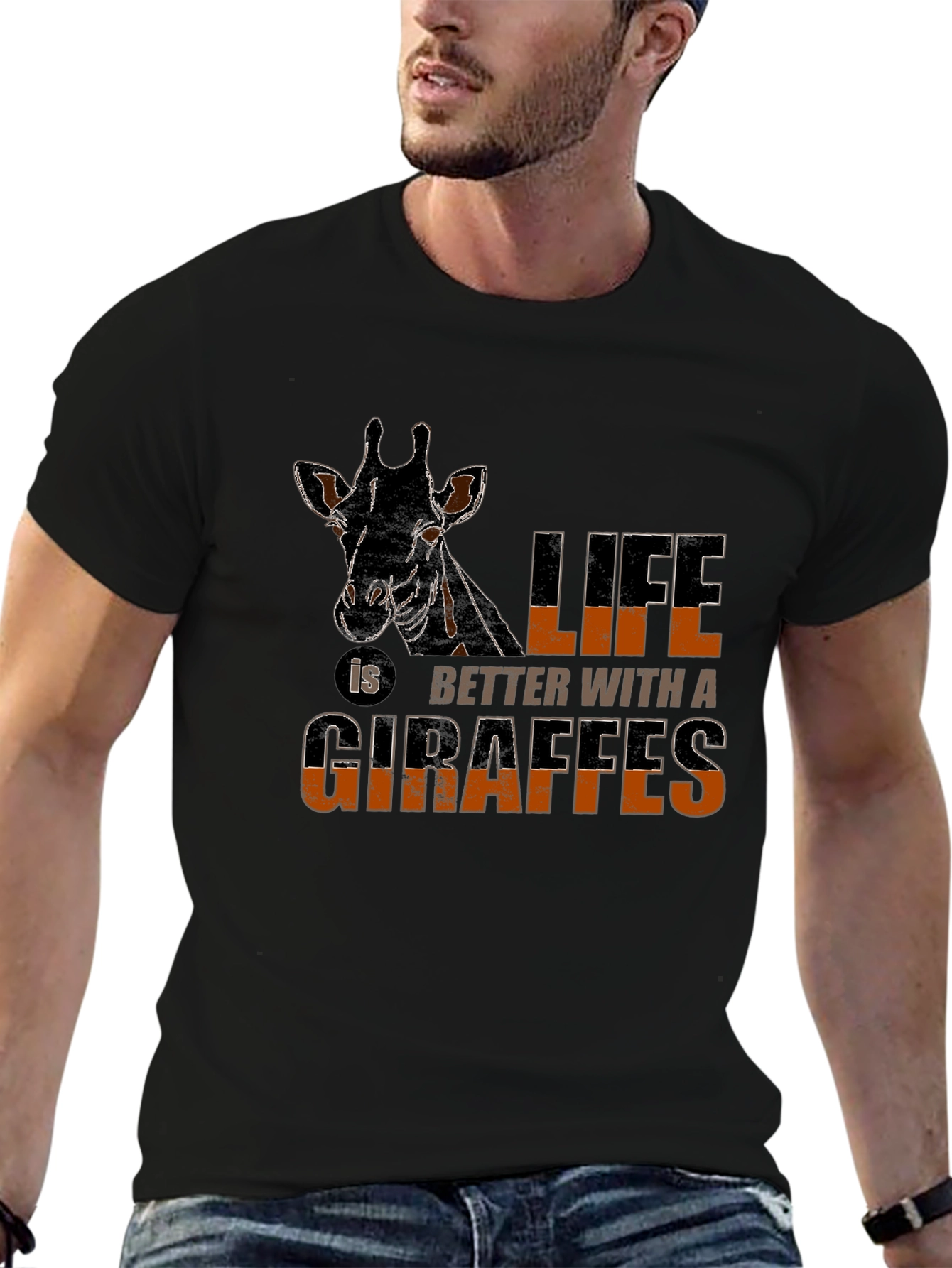 Giraffe Lovers Black Graphic Tee