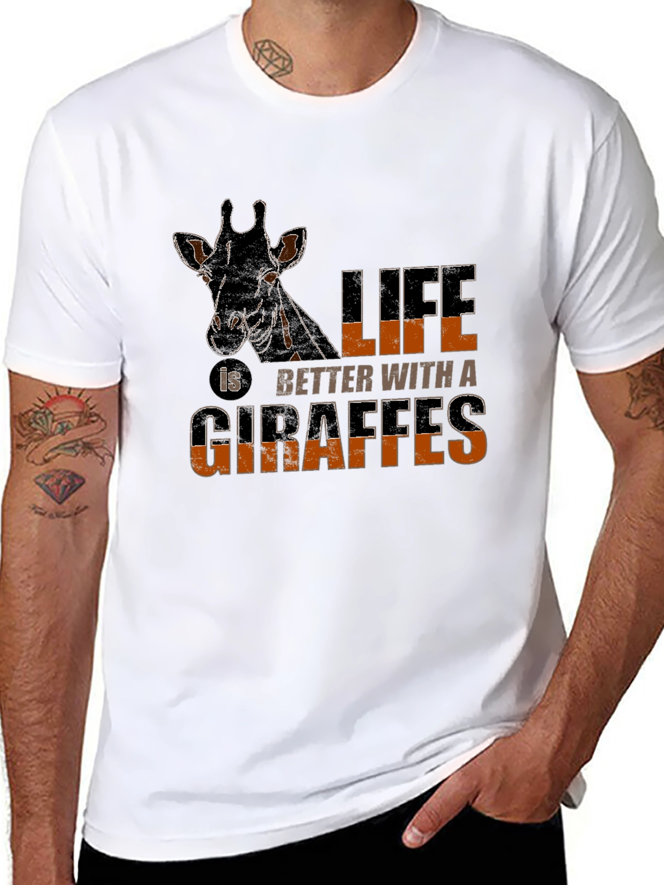 Giraffe Lovers Black Graphic Tee