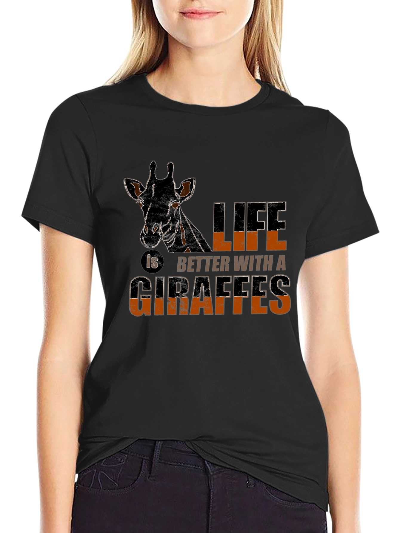 Giraffe Lovers Black Graphic Tee