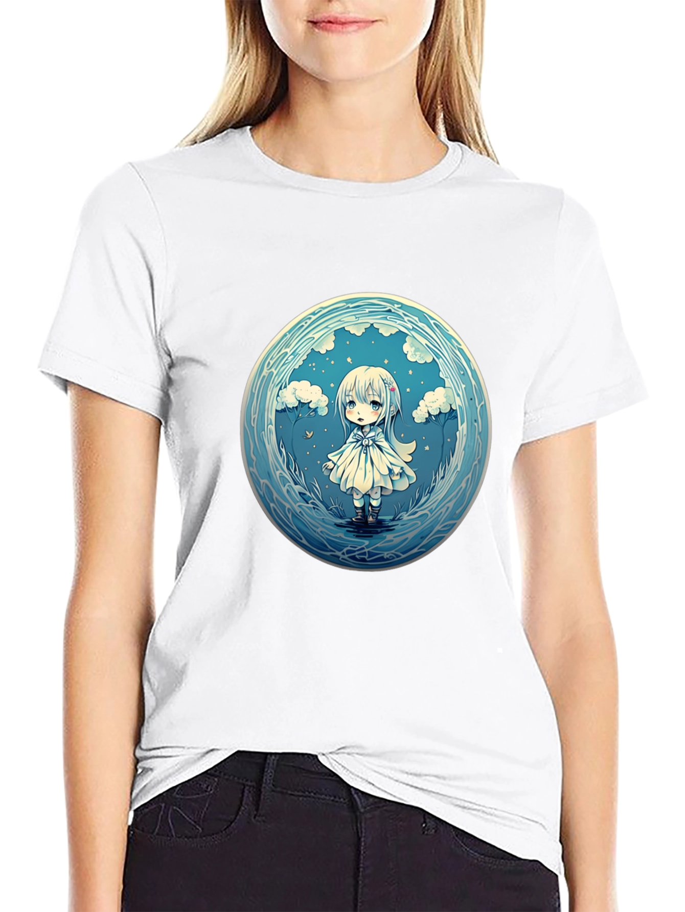 Anime Girl Graphic Tee - Stylish Black Cotton T-Shirt