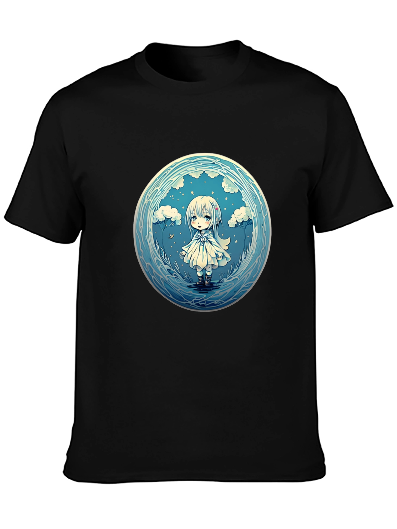 Anime Girl Graphic Tee - Stylish Black Cotton T-Shirt