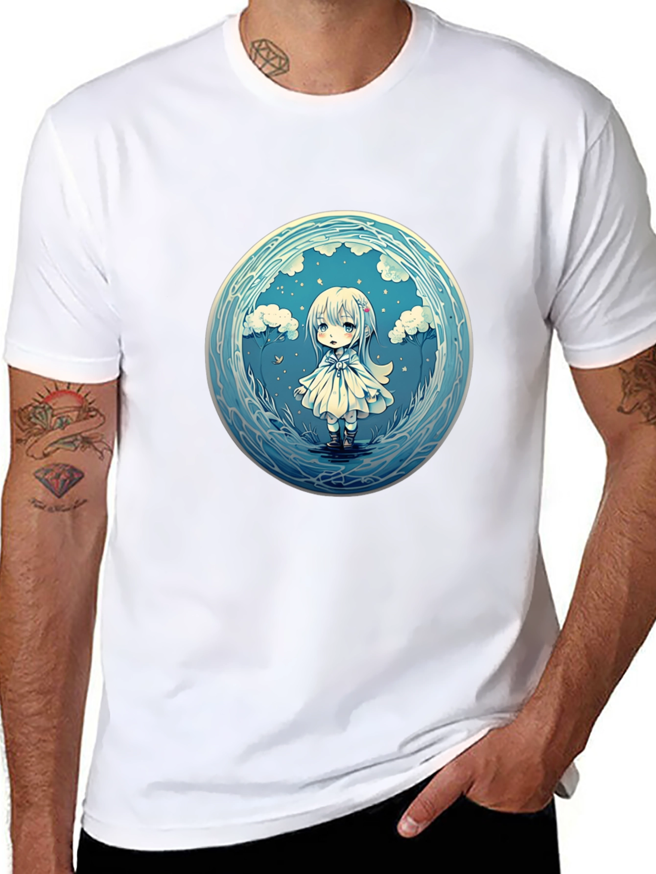 Anime Girl Graphic Tee - Stylish Black Cotton T-Shirt
