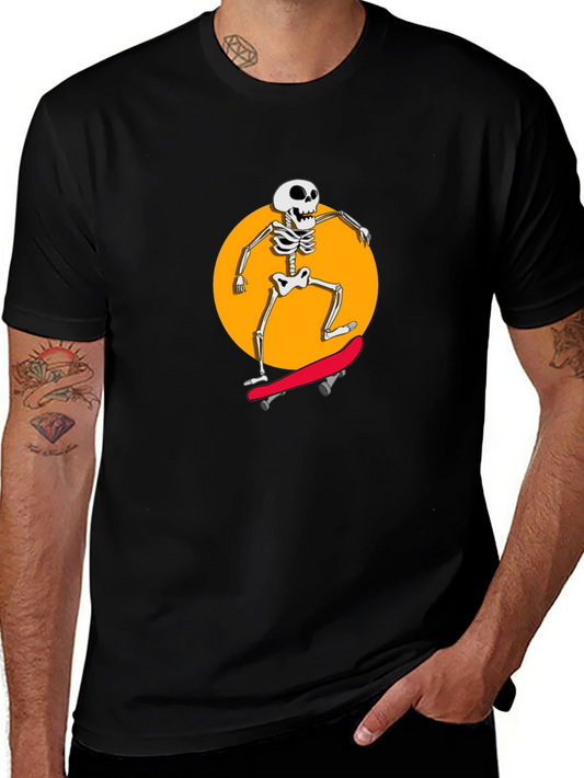 Skeleton Skateboarder Black Graphic Tee