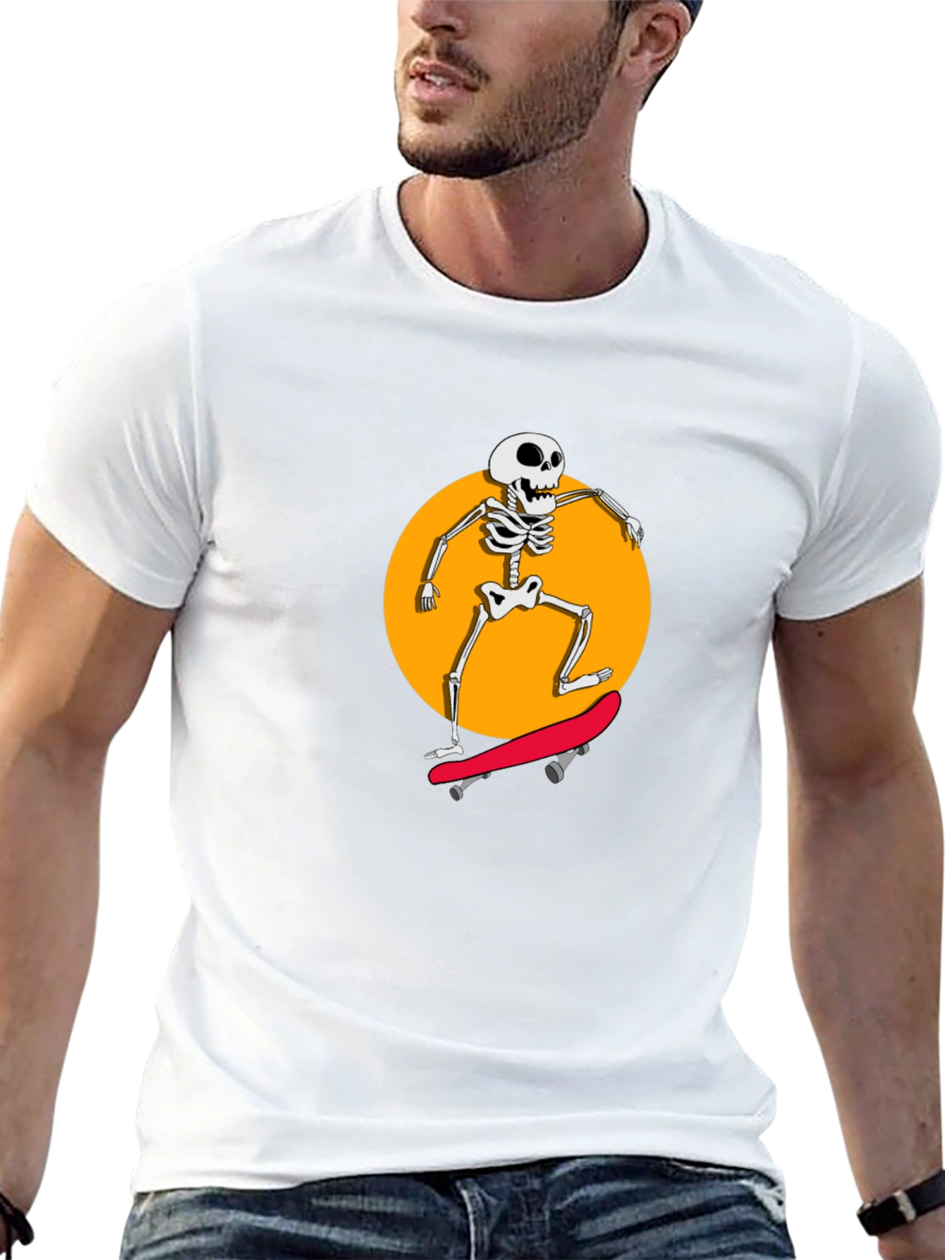 Skeleton Skateboarder Black Graphic Tee
